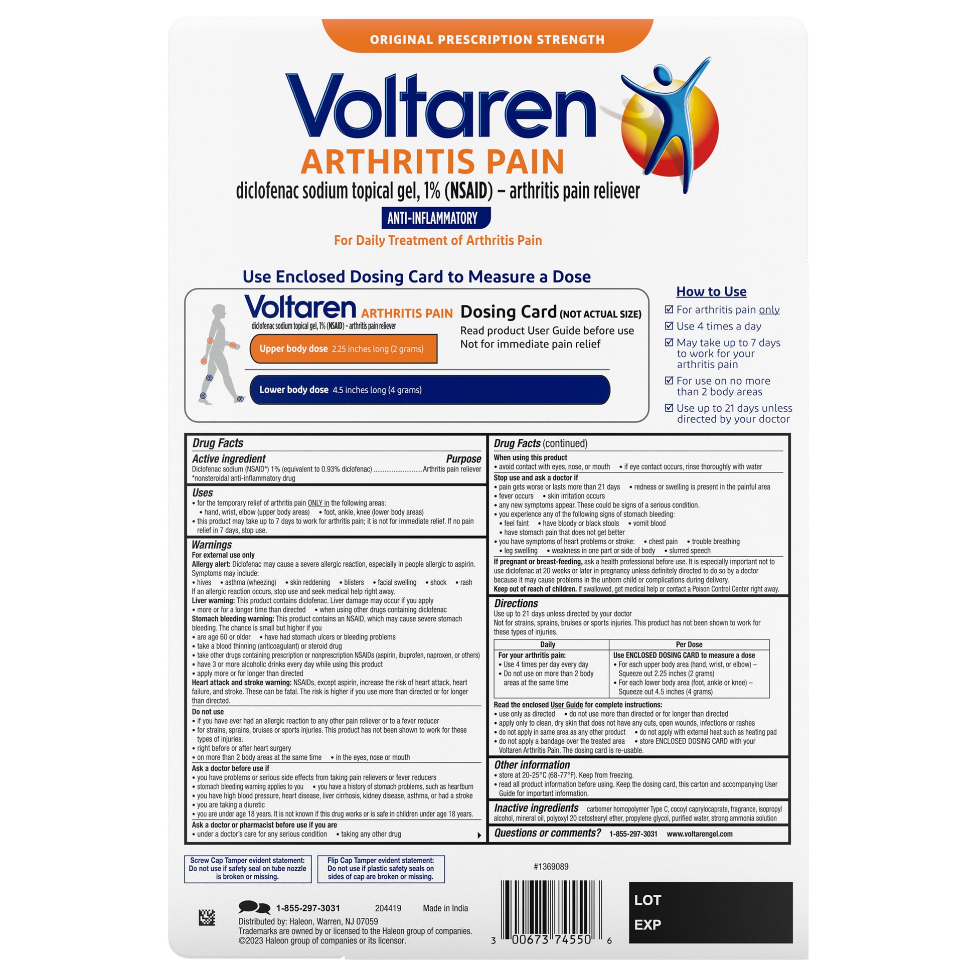 VOLTAREN ARTHRITIS PAIN 1% GEL 2X5.29 OZ. TUBES + 1.76 OZ. TUBE