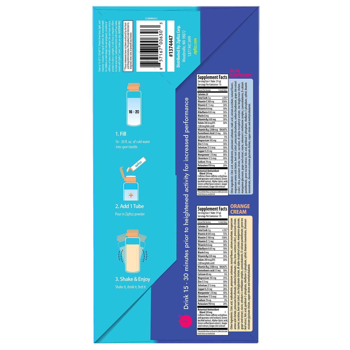ZIPFIZZ ENERGY DRINK VARIETY 2 FLAVOR 30 COUNT