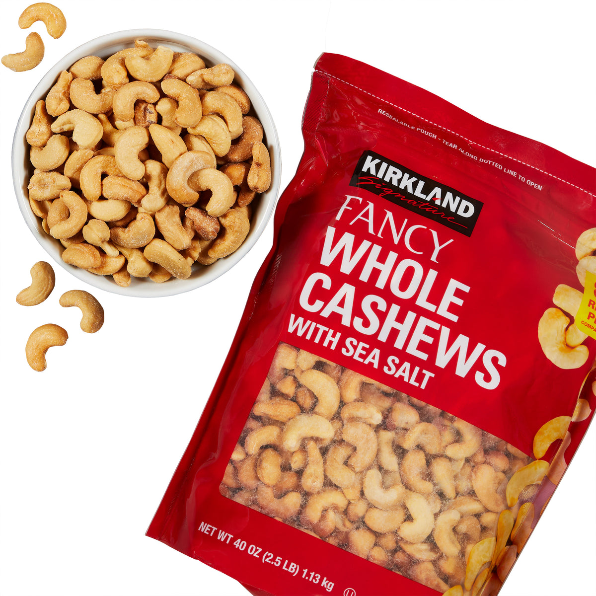 KIRKLAND SIGNATURE FANCY CASHEWS 40 OZ