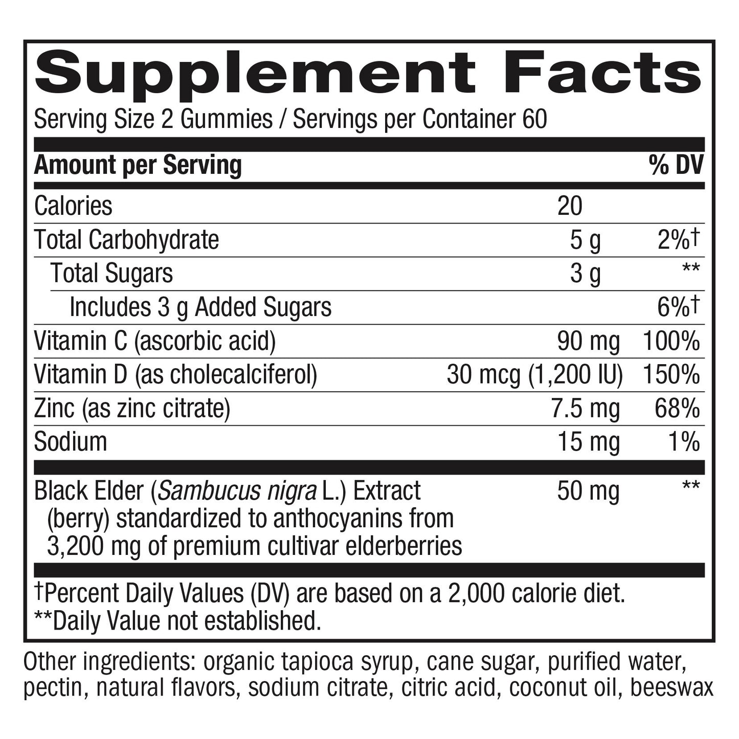 NATURE'S WAY SAMBUCUS ELDERBERRY W/C & ZINC 120 GUMMIES