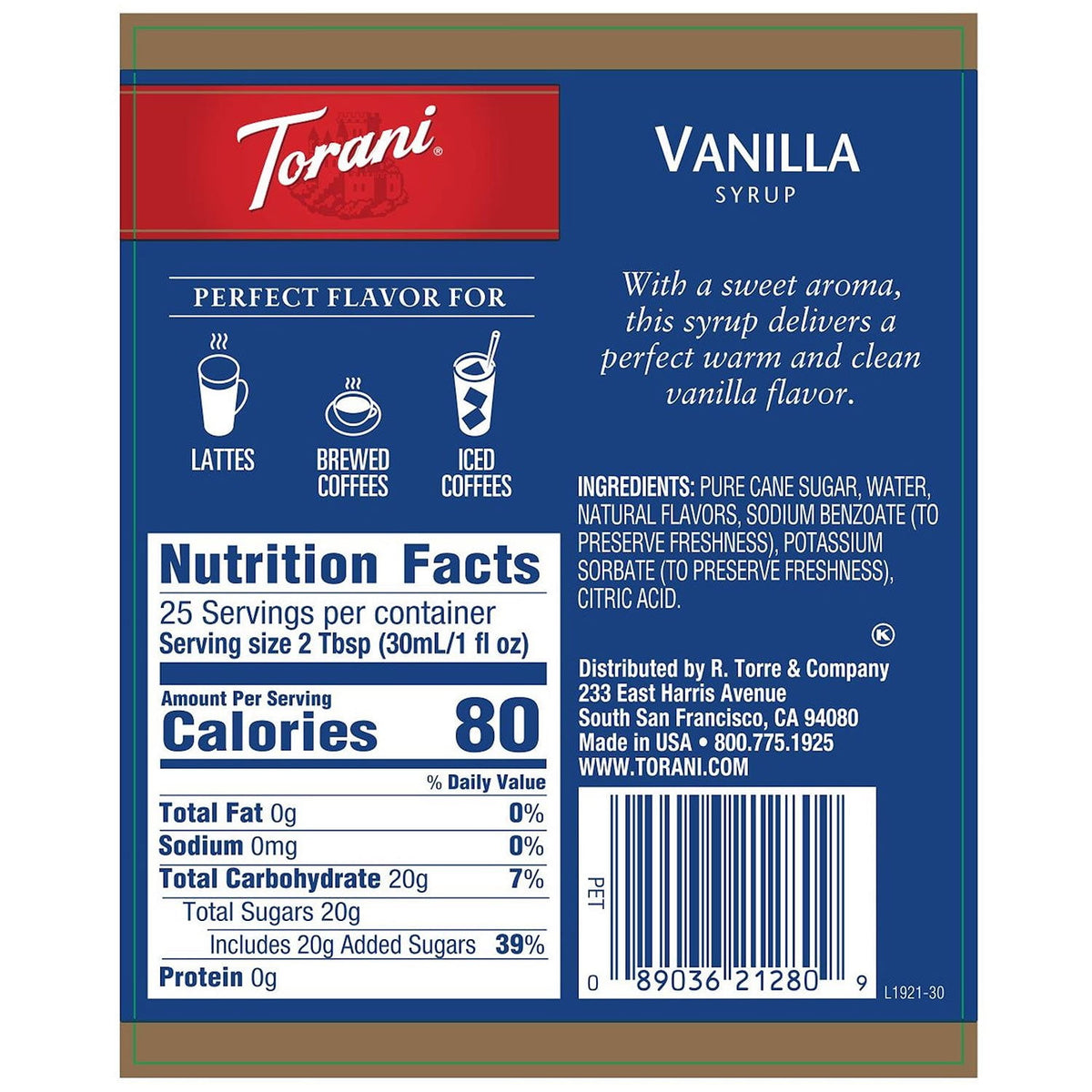 Torani Vanilla Syrup, 25.4 fl. oz.