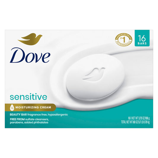 DOVE SENSITIVE BAR SOAP 16 PACK, 3.75 OZ