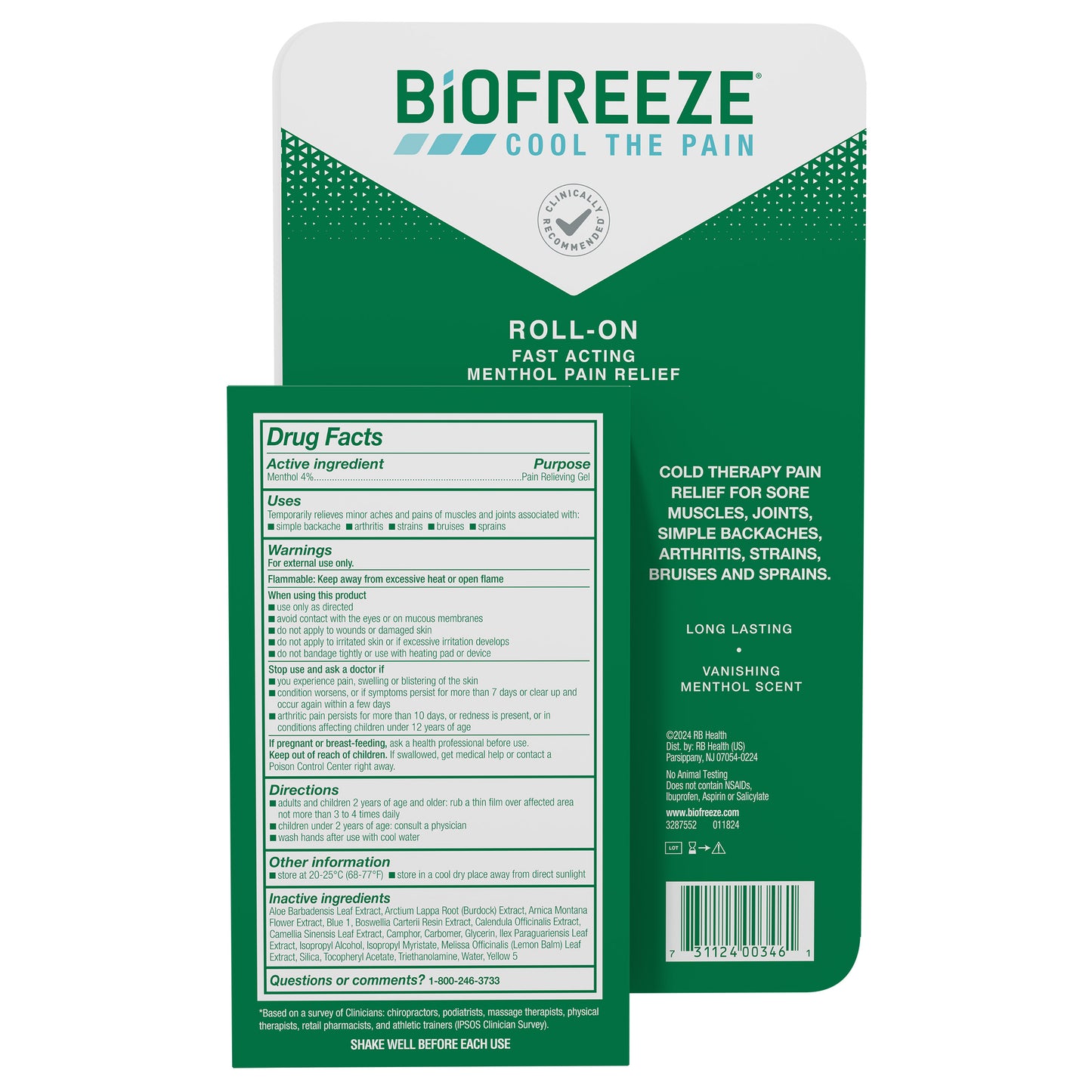 BIOFREEZE TOPICAL PAIN RELIEVER 2X3 OZ. ROLL ON