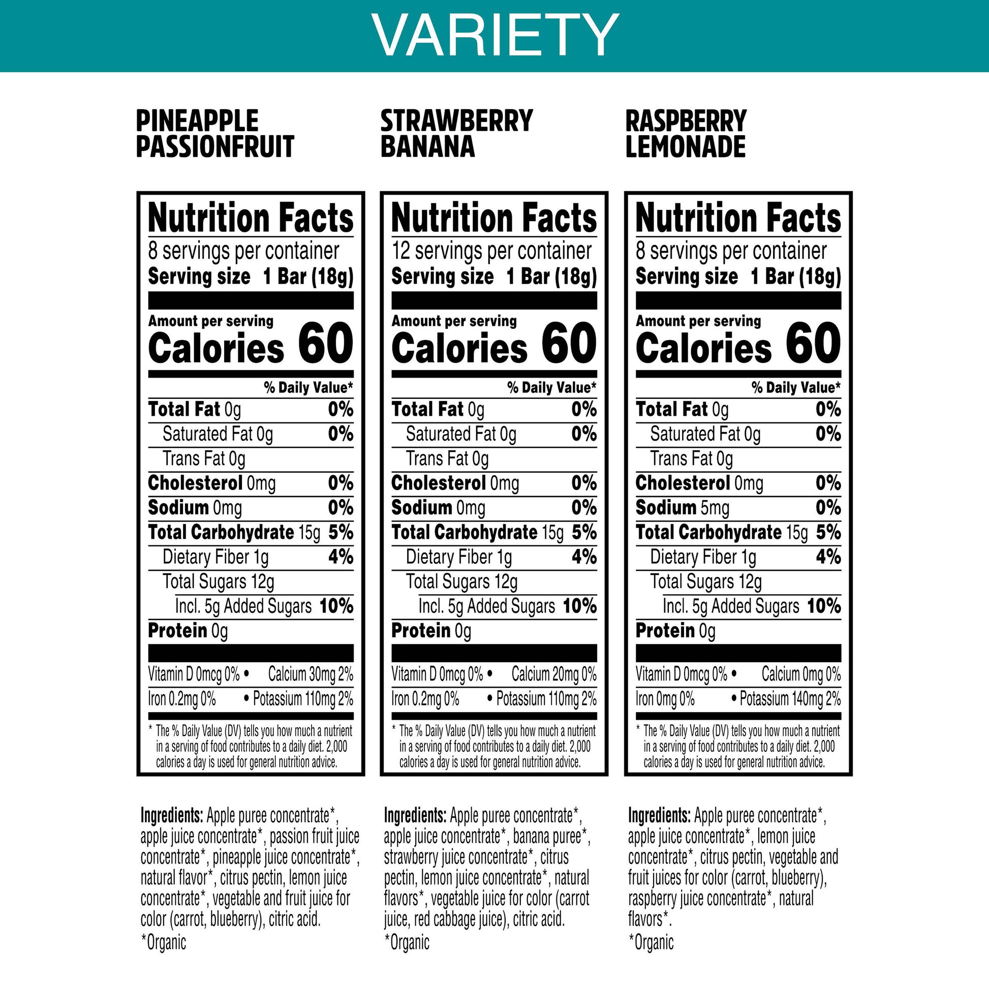 PURE ORGANIC LAYERED FRUIT BAR 28/.63 OZ