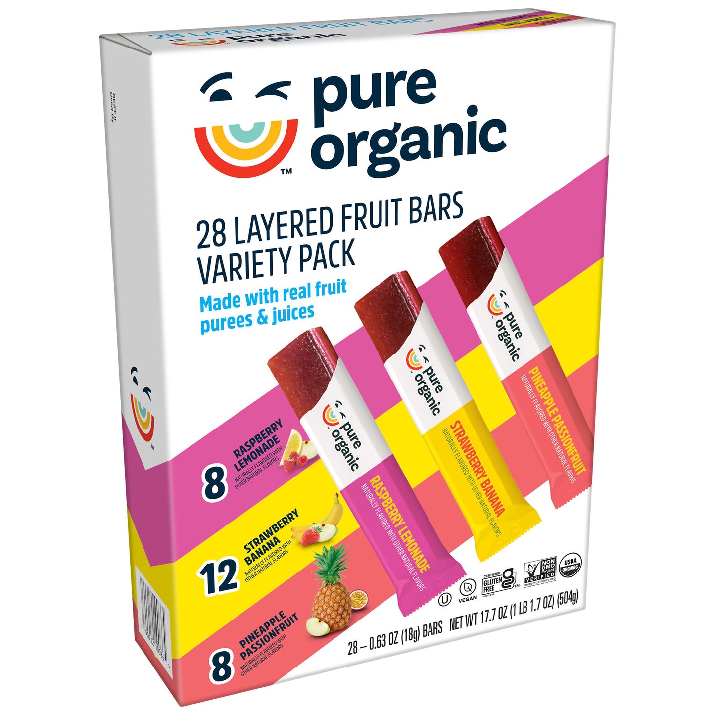 PURE ORGANIC LAYERED FRUIT BAR 28/.63 OZ
