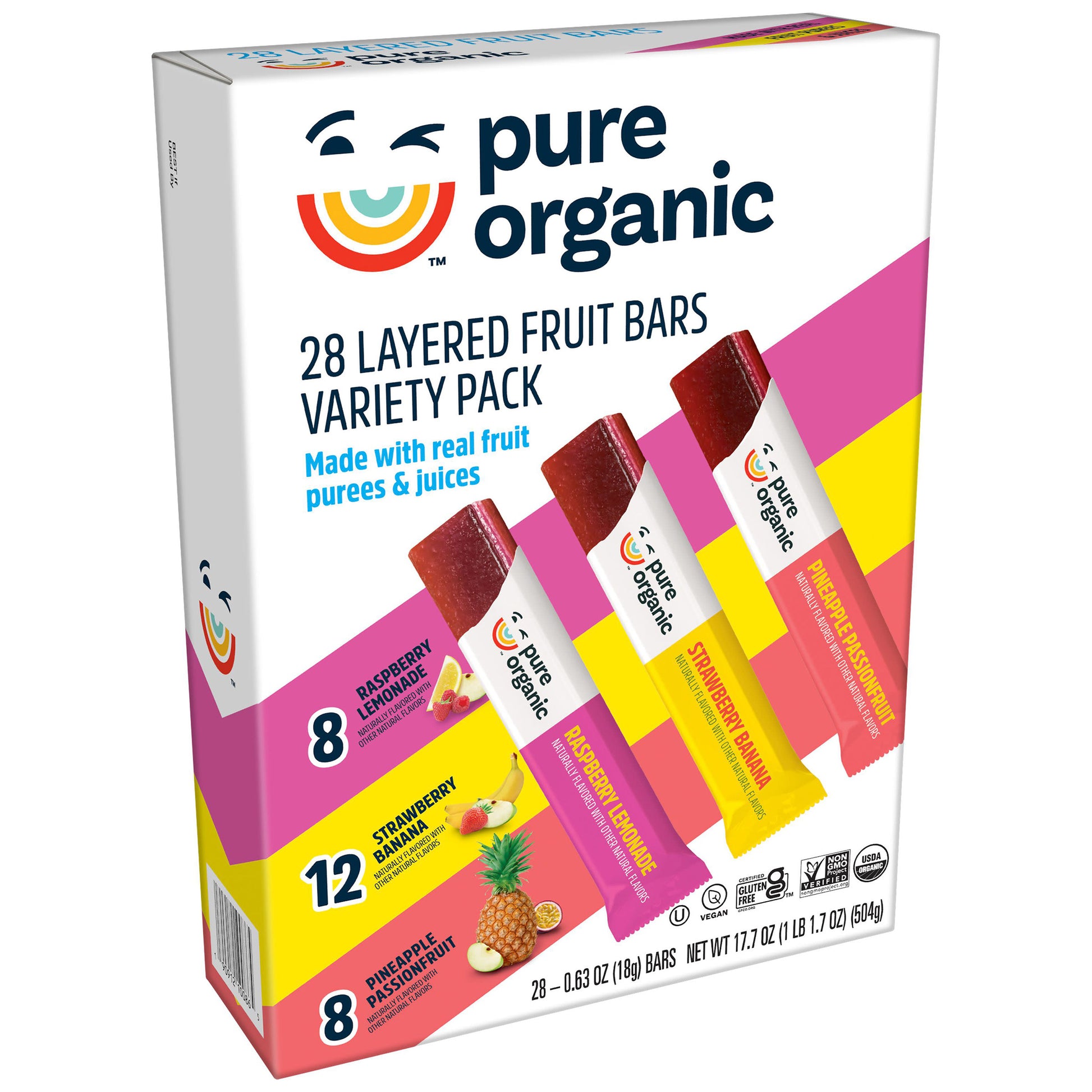 PURE ORGANIC LAYERED FRUIT BAR 28/.63 OZ
