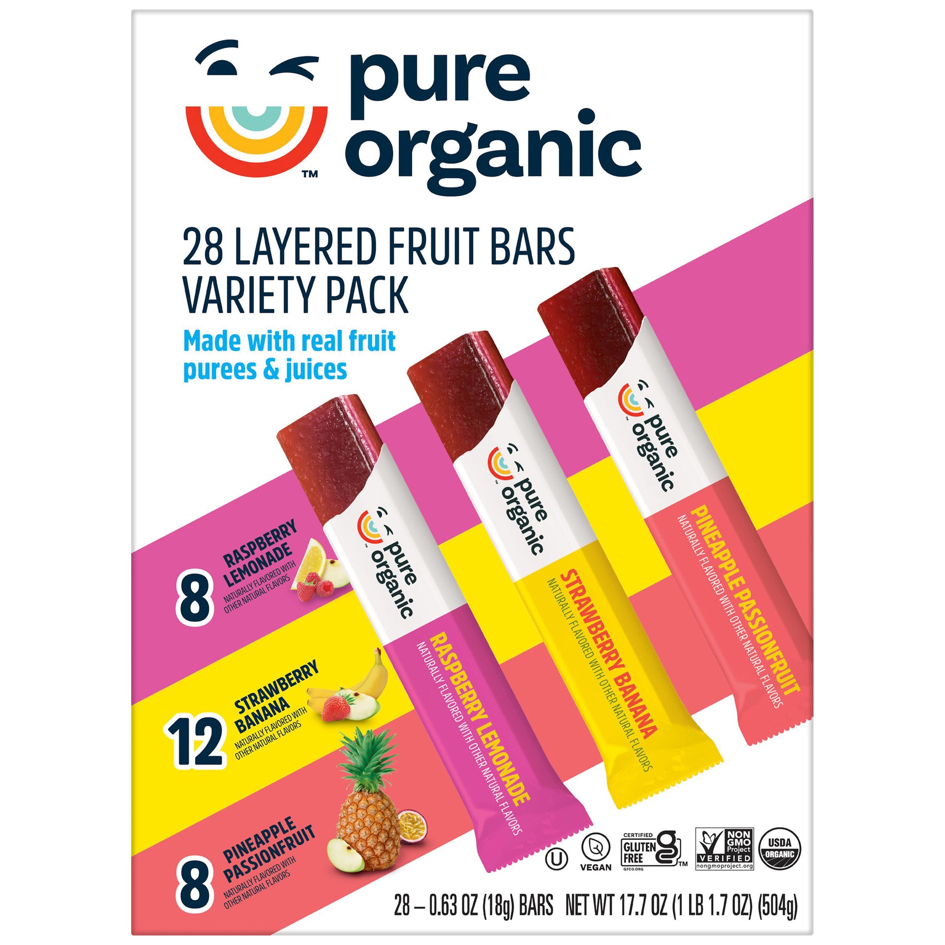 PURE ORGANIC LAYERED FRUIT BAR 28/.63 OZ