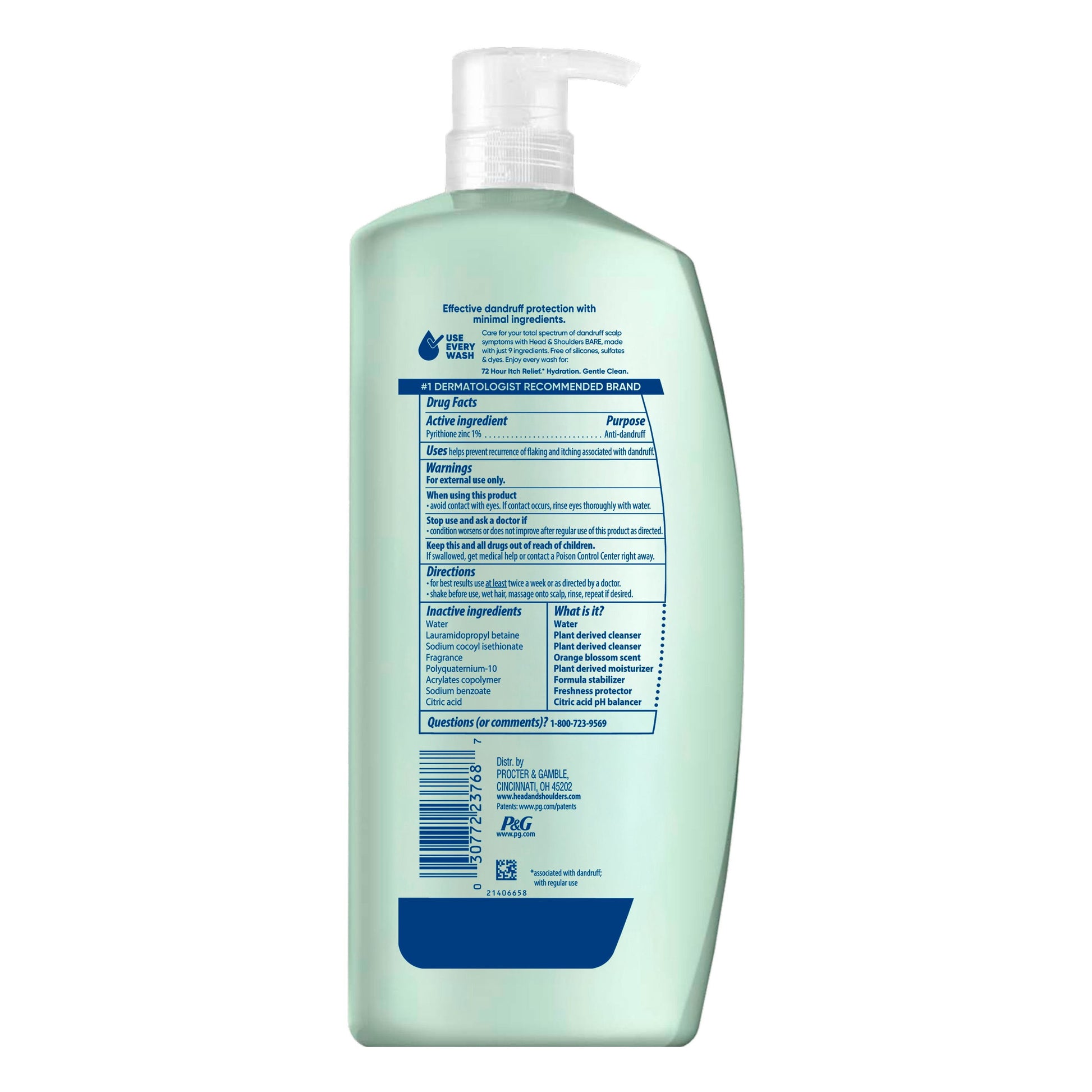 Head & Shoulders Bare Total Scalp Care Shampoo, 28.2 fl. oz.
