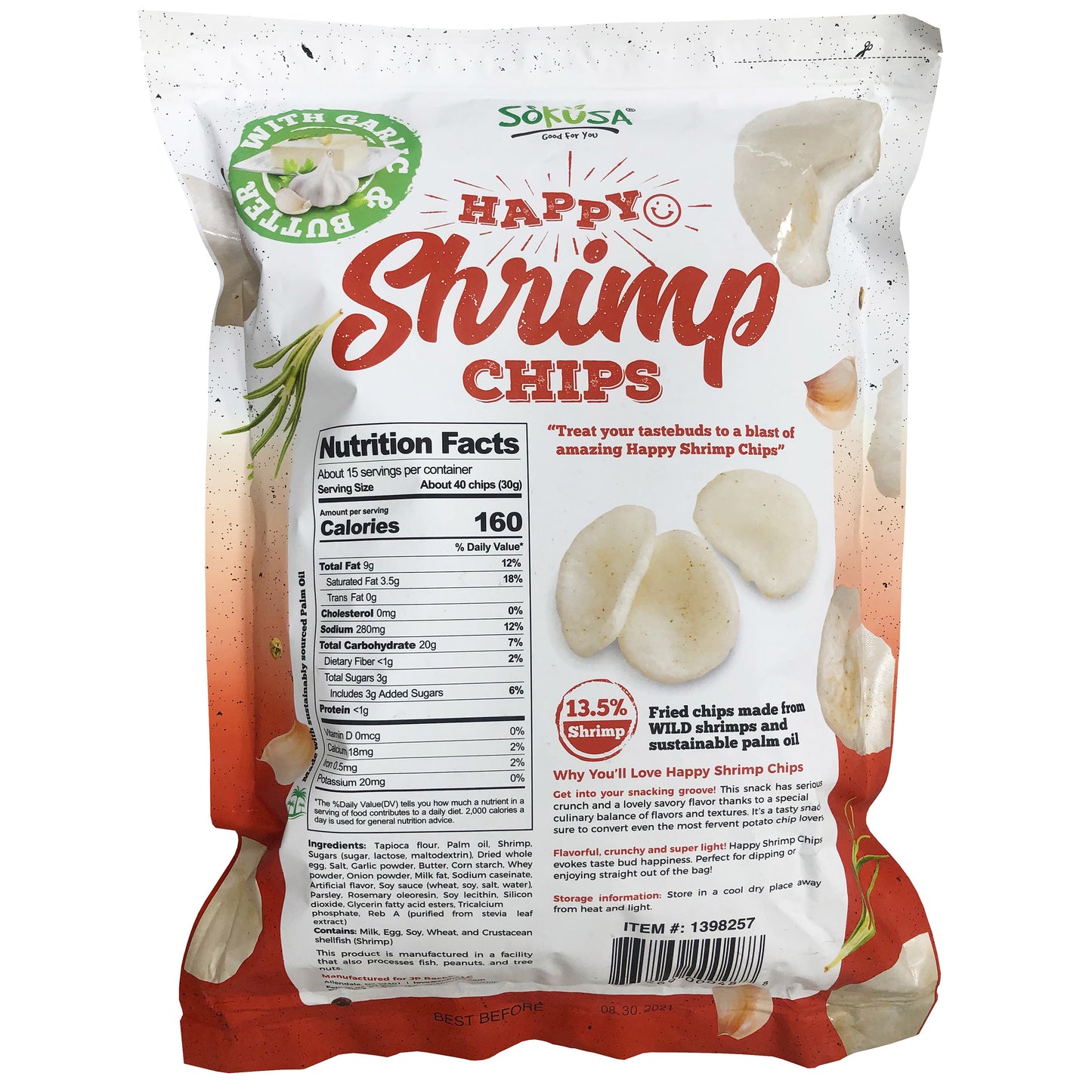 SHRIMP GARLIC CHIPS 16 OZ