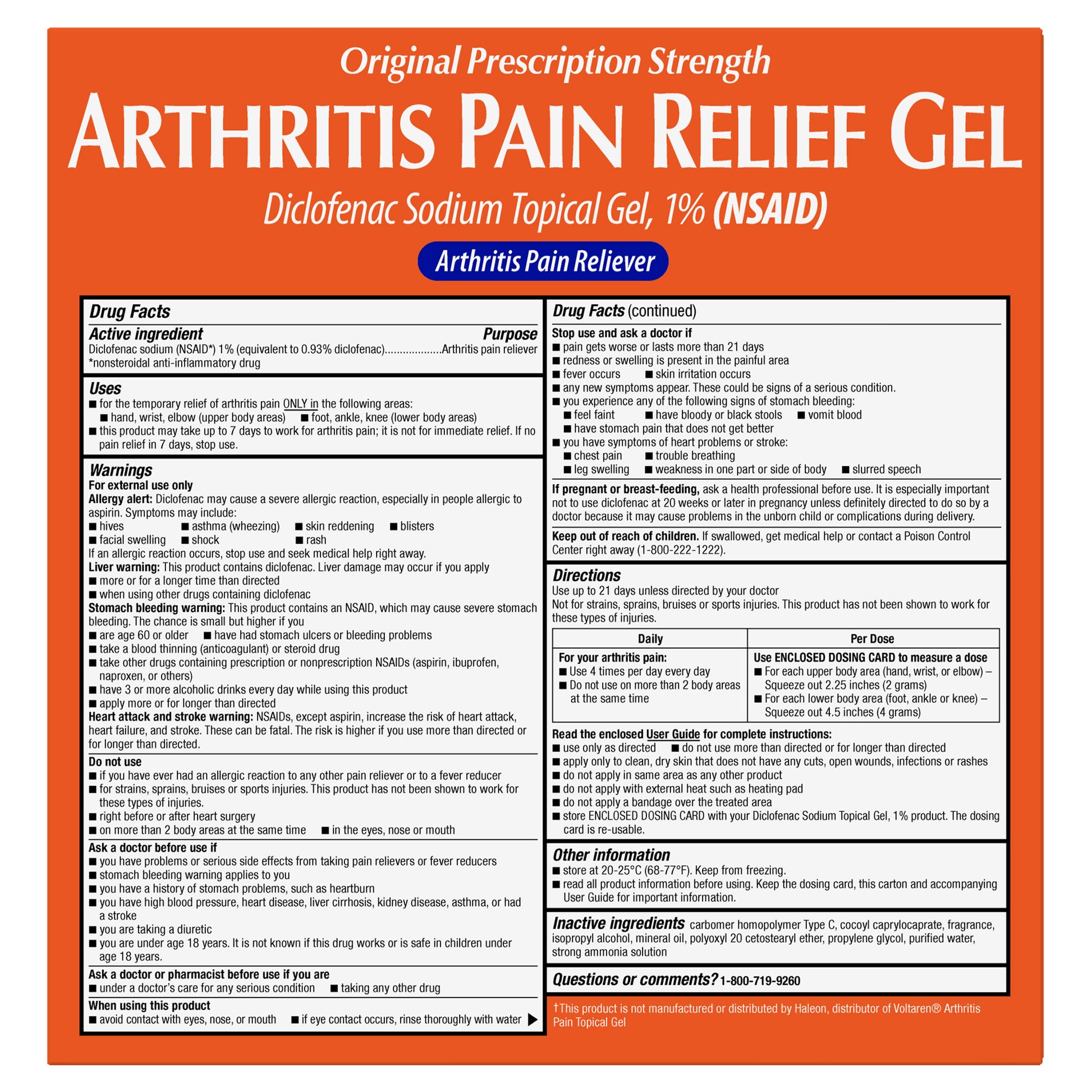 KIRKLAND SIGNATURE ARTHRITIS PAIN RELIEF GEL 3 X 5.29 OZ TUBES