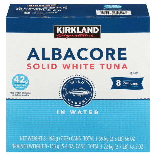 KIRKLAND SIGNATURE SOLID WHITE ALBACORE OIL TUNA 8/7 OZ