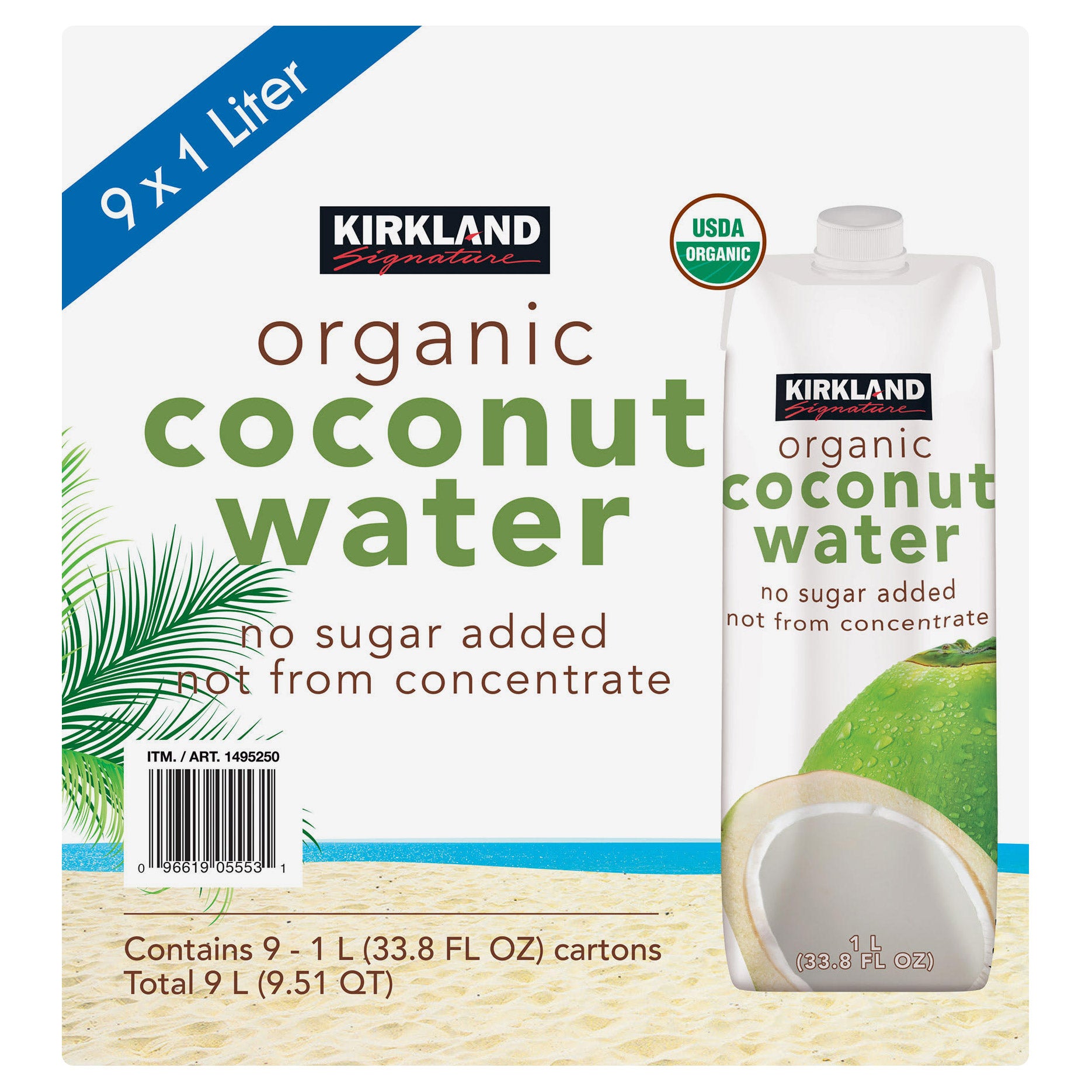 KIRKLAND SIGNATURE ORG COCONUT WATER 9/33.8 OZ