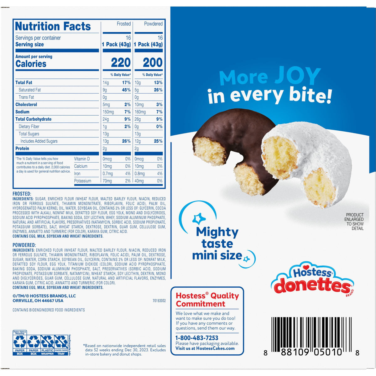 Hostess Donettes Variety Pack Donuts, Snack Size, 1.5 oz., 32 pk.