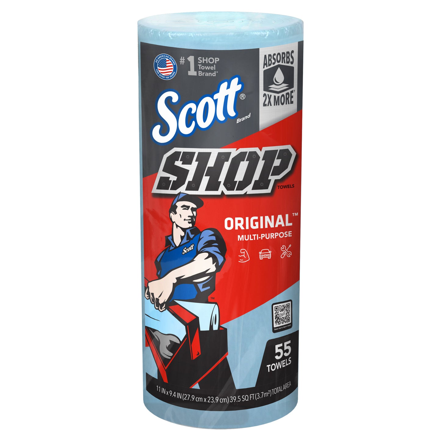 SCOTT BRAND SHOP TOWEL 10 PACK • ABSORBENT TOUGH TOWELS • ABSORBS GREASE AND OIL • EXTREMELY LOW LINT • 55 SHEETS PER ROLL • 10 ROLLS PER PACKAGE