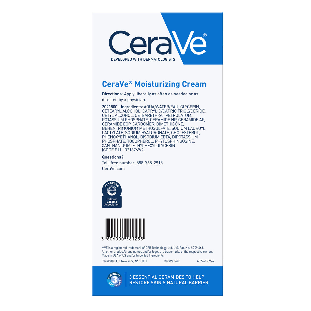CERAVE MOISTURIZING CREAM 2-PACK, 16 OZ