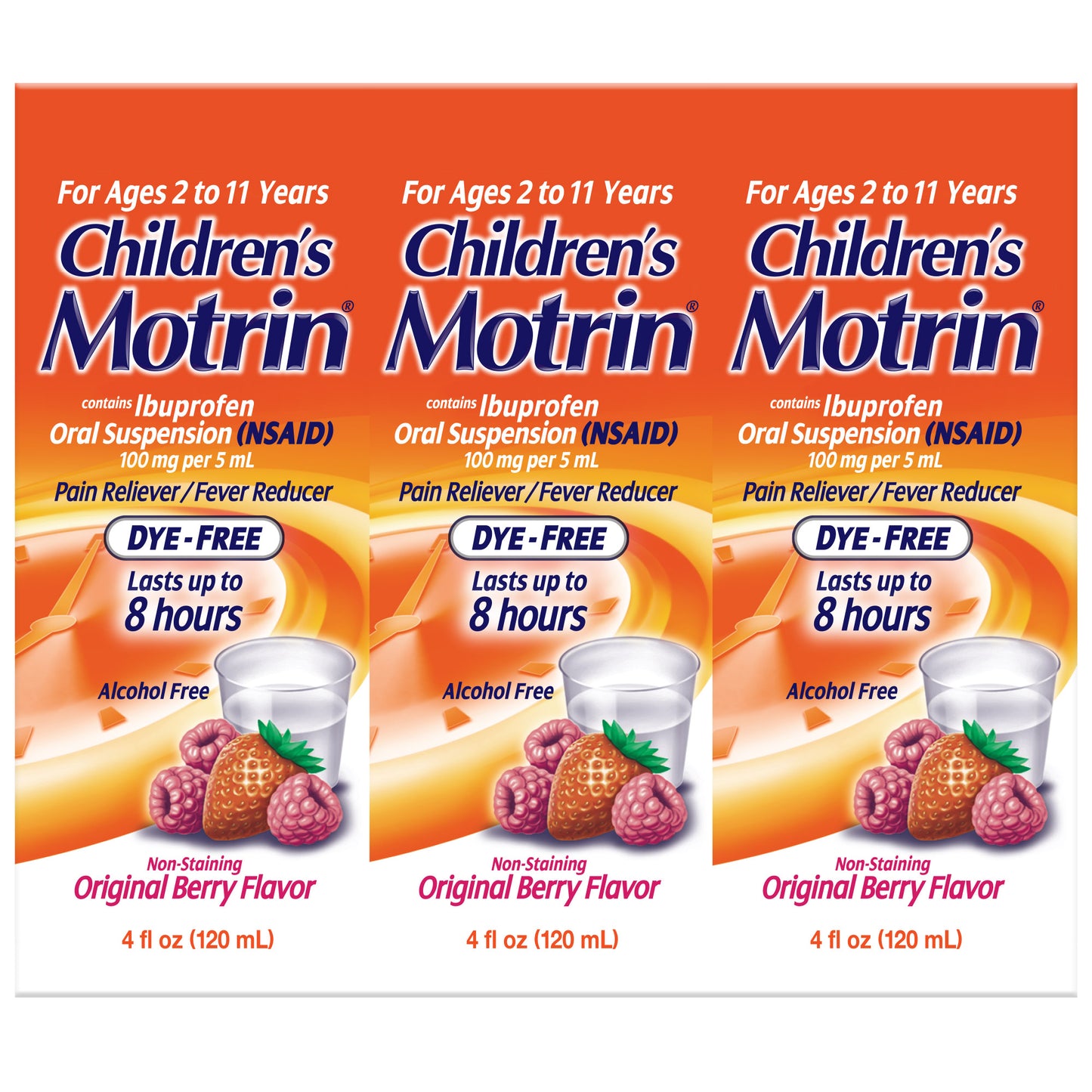 CHILDREN'S MOTRIN SUSPENSION DYE-FREE BERRY 3X40Z • HSA/FSA ELIGIBLE