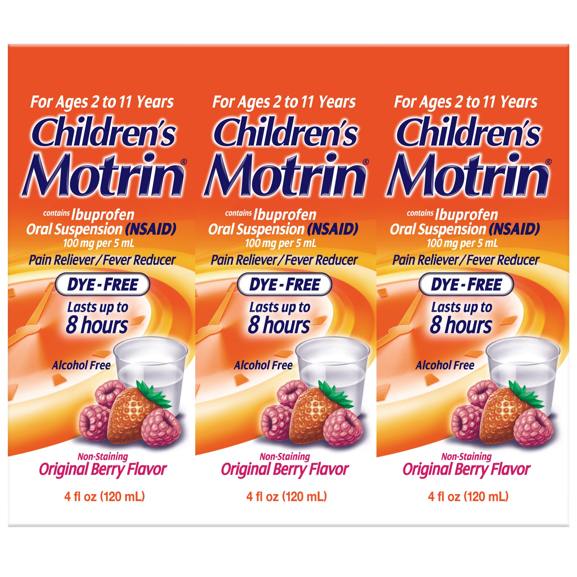 CHILDREN'S MOTRIN SUSPENSION DYE-FREE BERRY 3X40Z • HSA/FSA ELIGIBLE