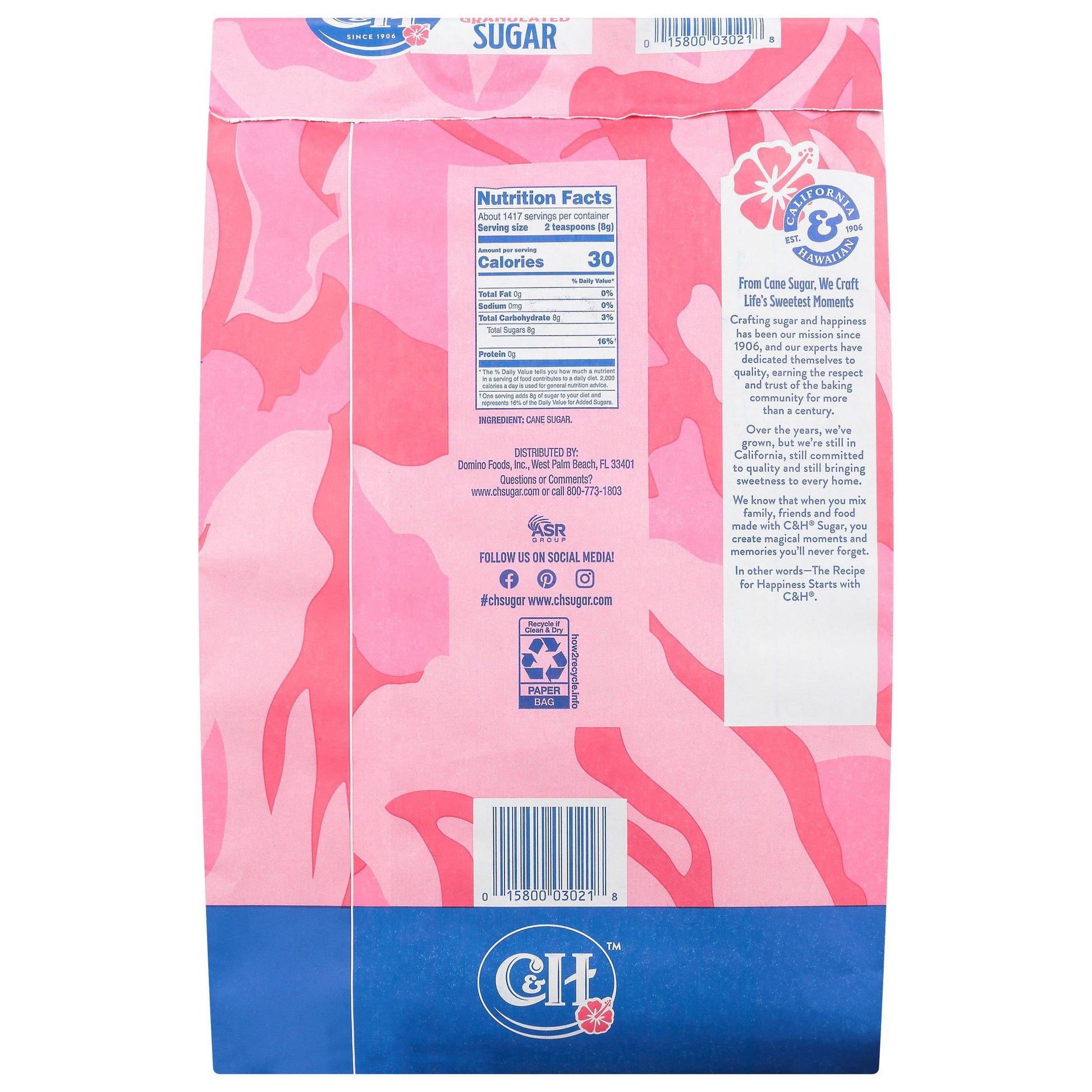 C&H Granulated White Sugar, 25 lb.