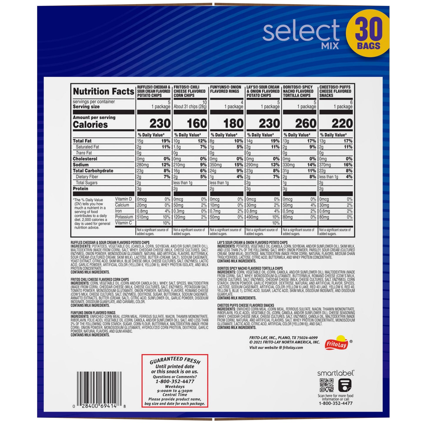 FRITO LAY SELECT MIX VARIETY 30 CT