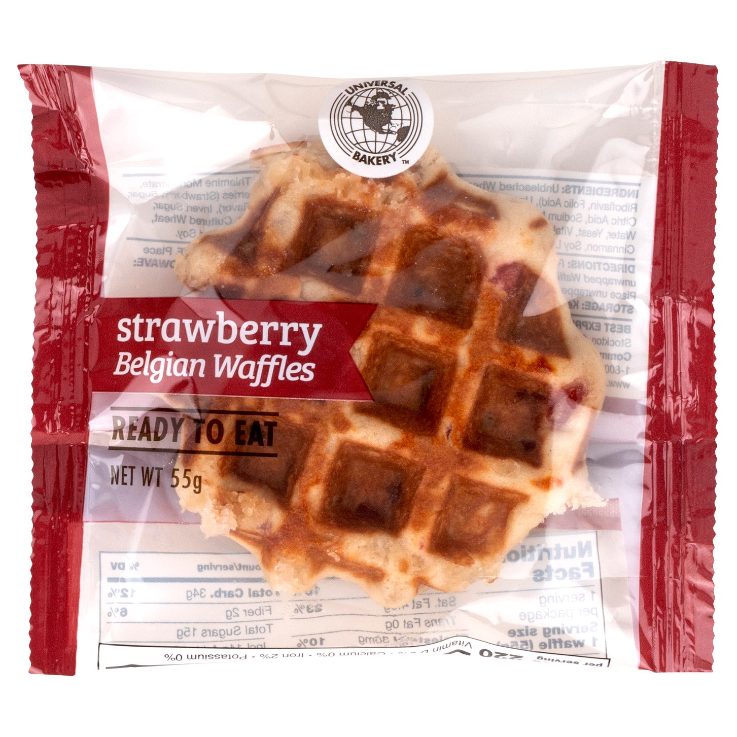 UNIVERSAL BAKERY STRAWBERRY WAFFLE 12/1.92 OZ