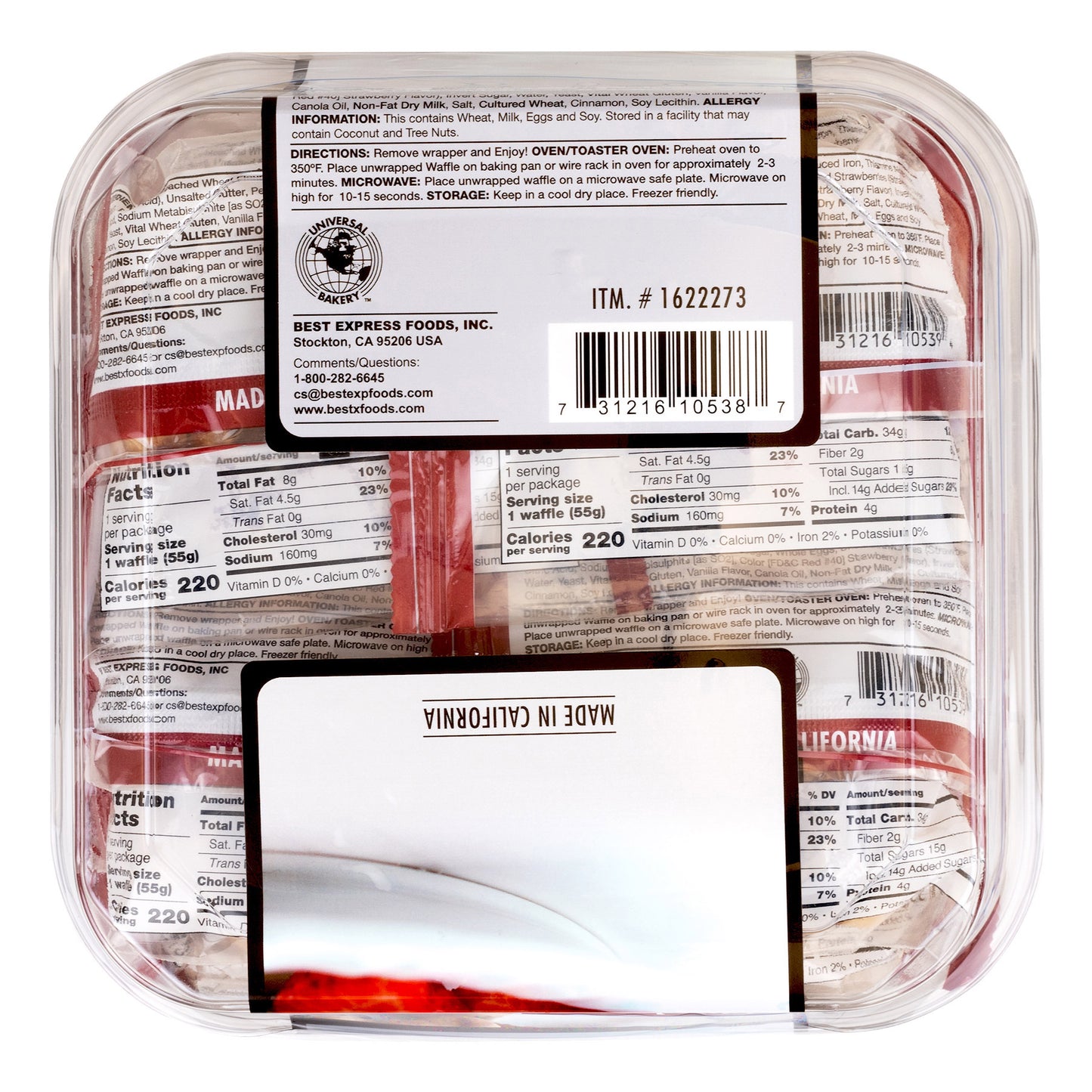 UNIVERSAL BAKERY STRAWBERRY WAFFLE 12/1.92 OZ