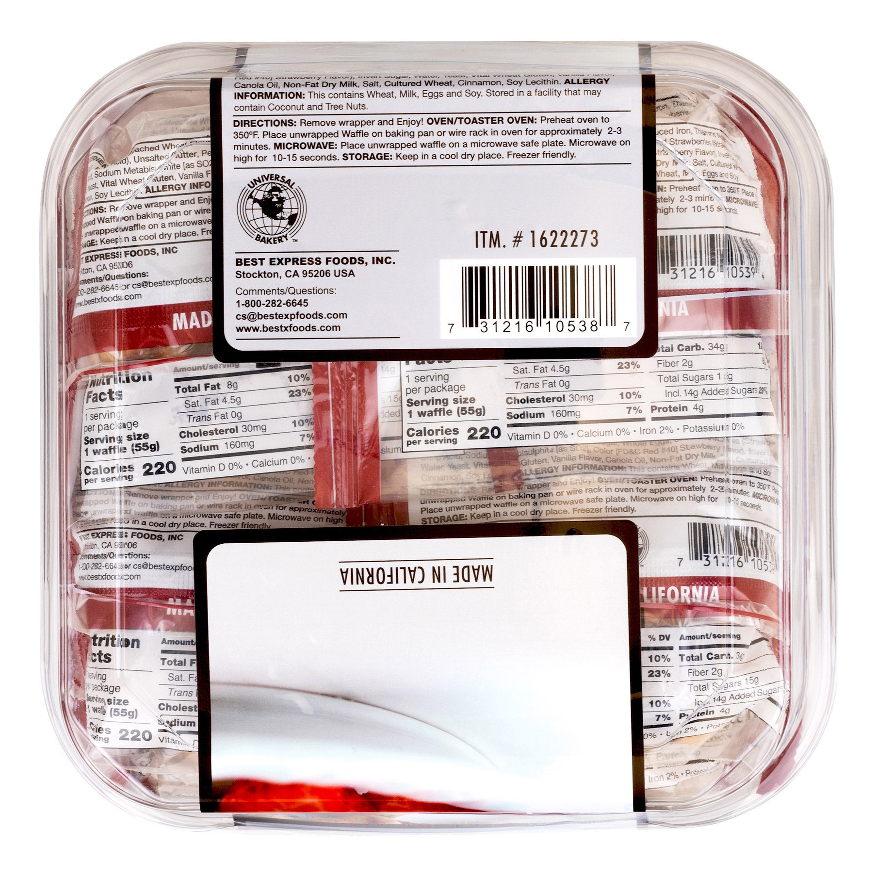 UNIVERSAL BAKERY STRAWBERRY WAFFLE 12/1.92 OZ