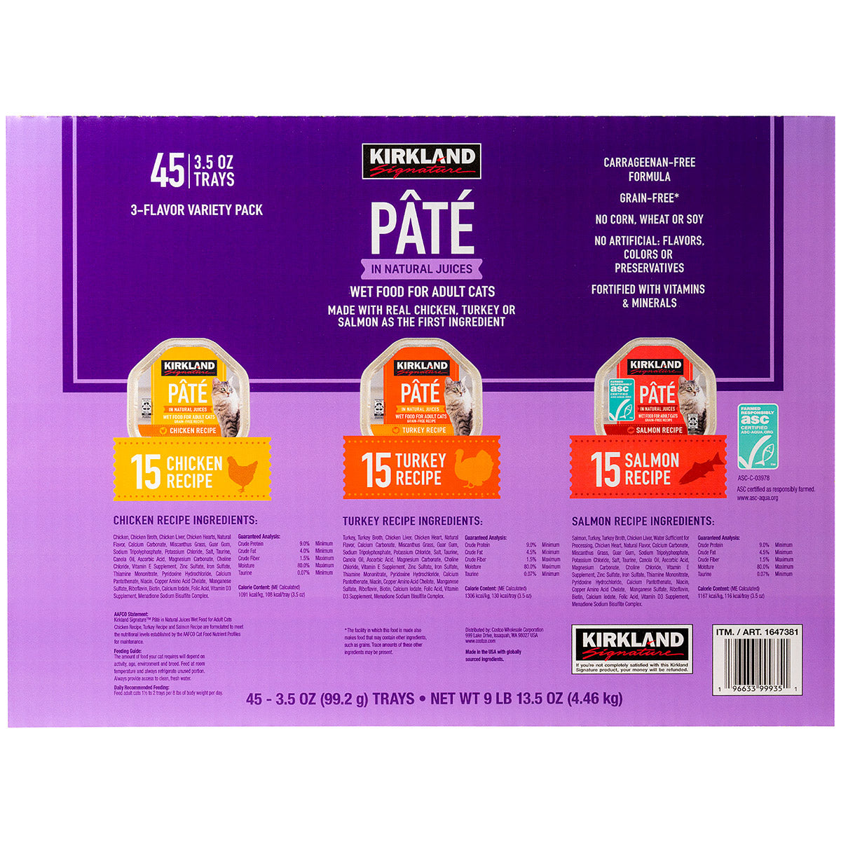 KIRKLAND SIGNATURE CAT FOOD PATE VARIETY 45/3.5 OZ