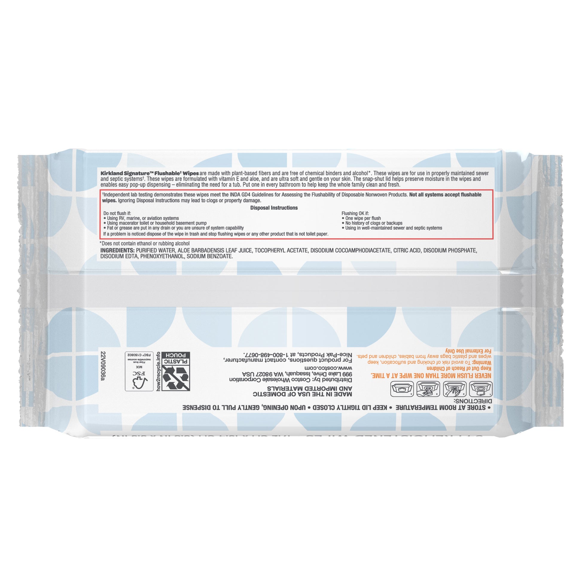 KIRKLAND SIGNA TURE FLUSHABLE WIPES DƯex JERK FRAGRANCE FREE 640CT ISI