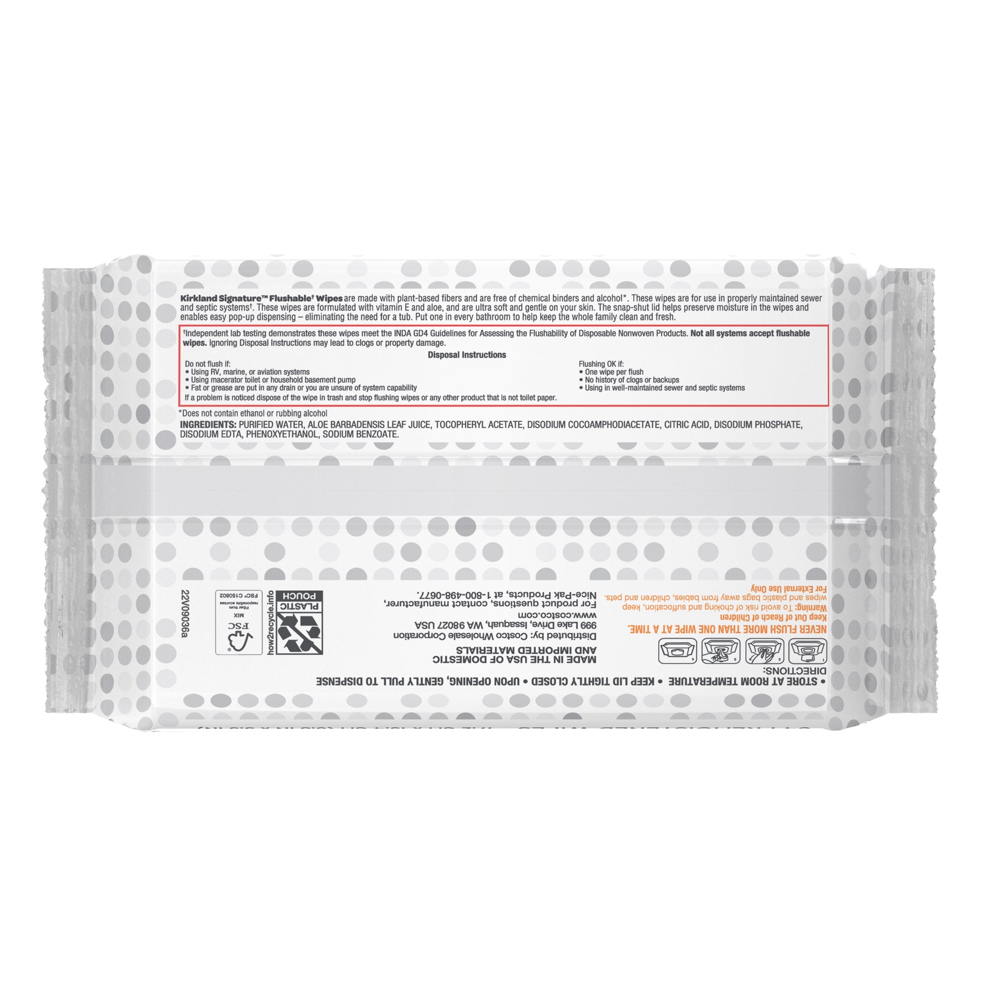KIRKLAND SIGNA TURE FLUSHABLE WIPES DƯex JERK FRAGRANCE FREE 640CT ISI