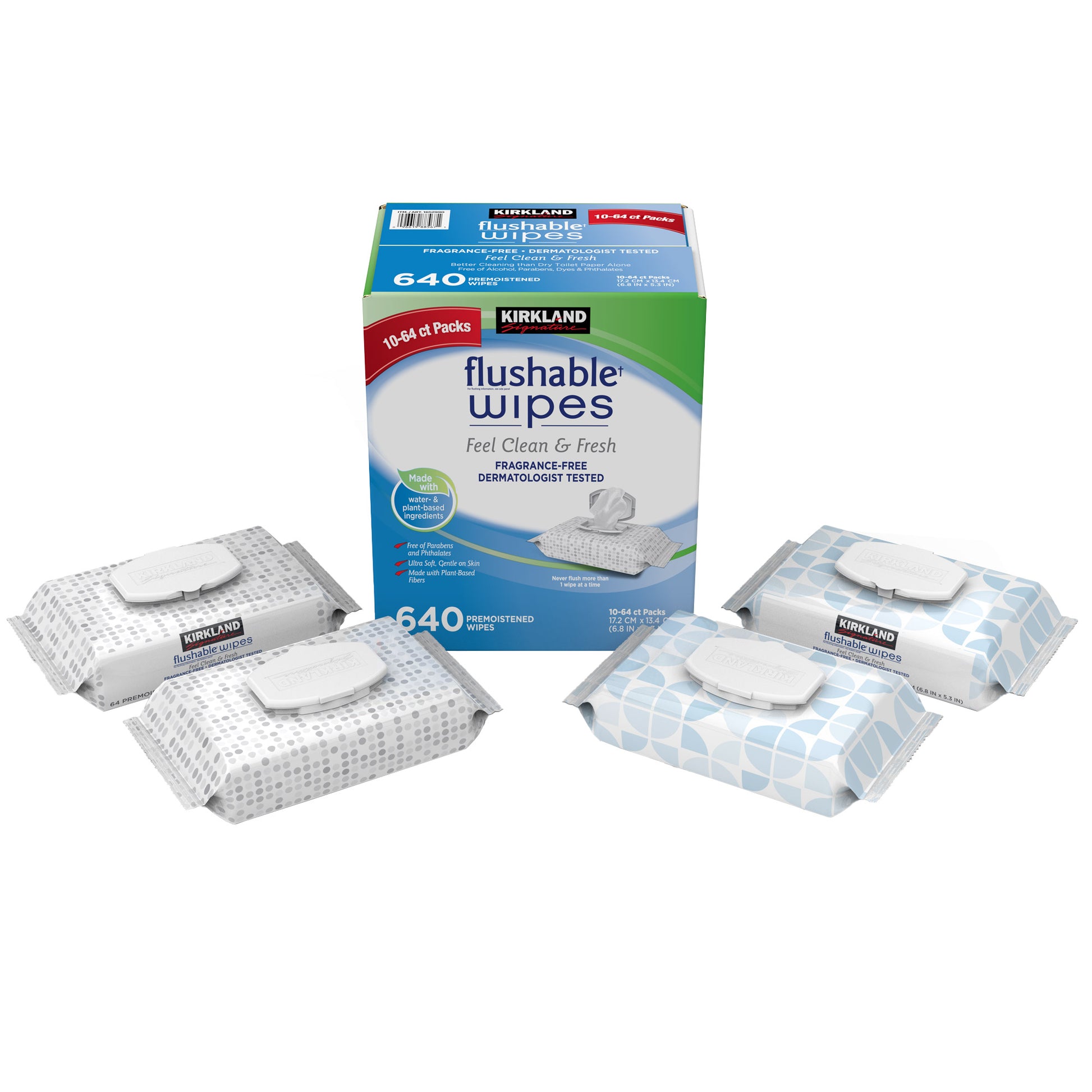 KIRKLAND SIGNA TURE FLUSHABLE WIPES DƯex JERK FRAGRANCE FREE 640CT ISI