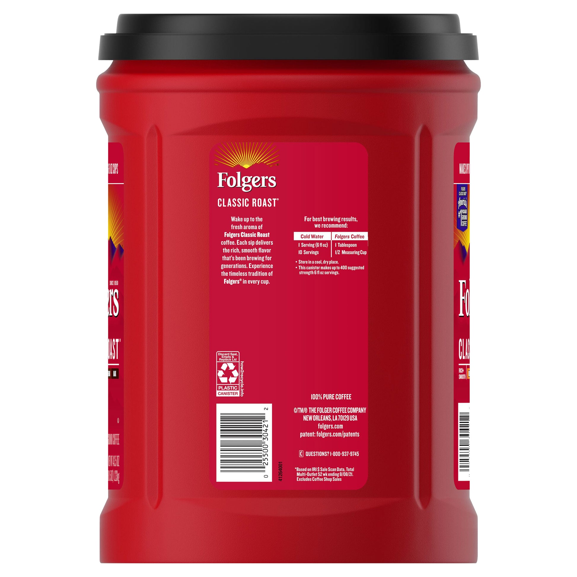 FOLGERS CLASSIC ROAST MEDIUM GROUND COFFEE 2.72 LB