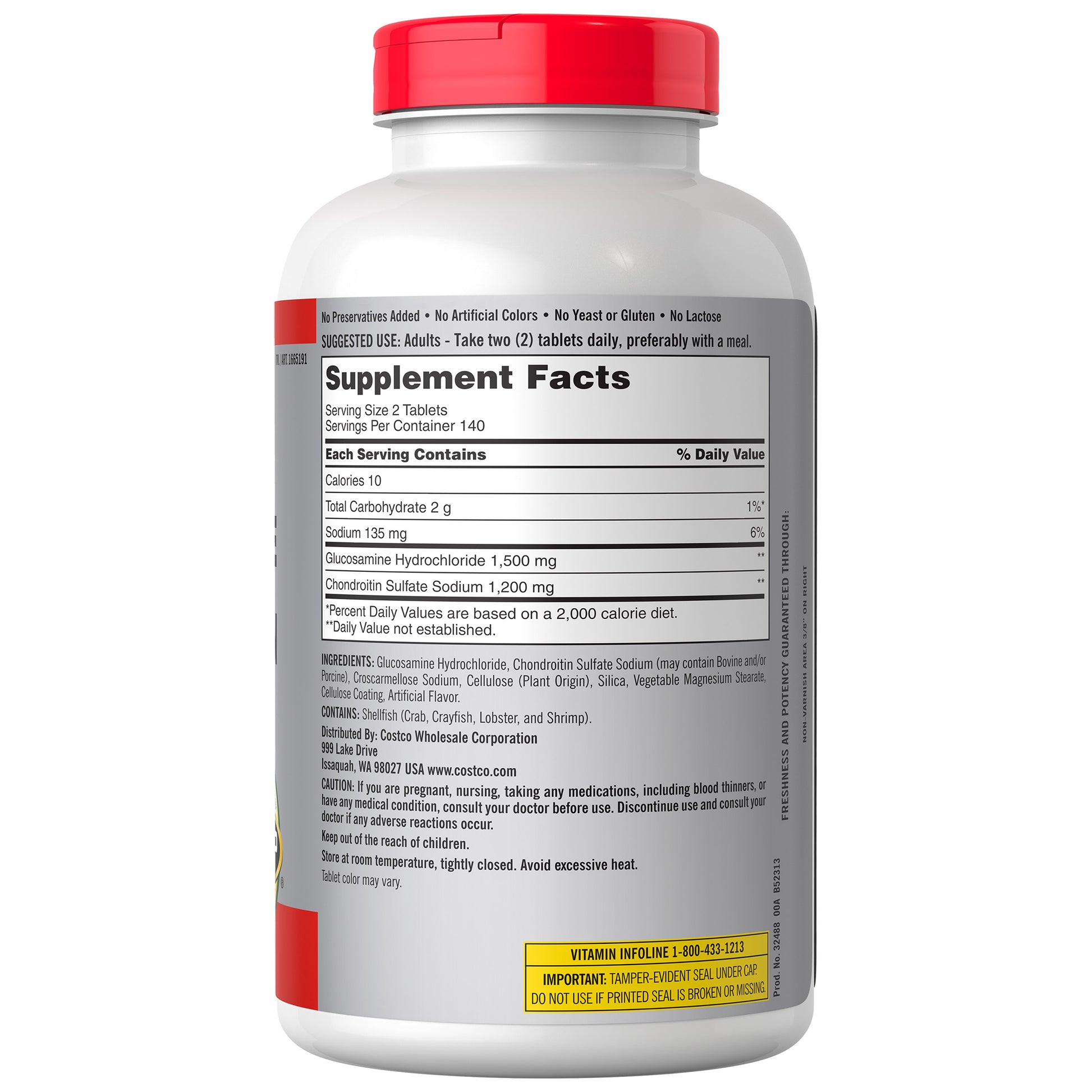 KIRKLAND SIGNATURE GLUCOSAMINE 1500 CHONDROITIN 1200 280CT