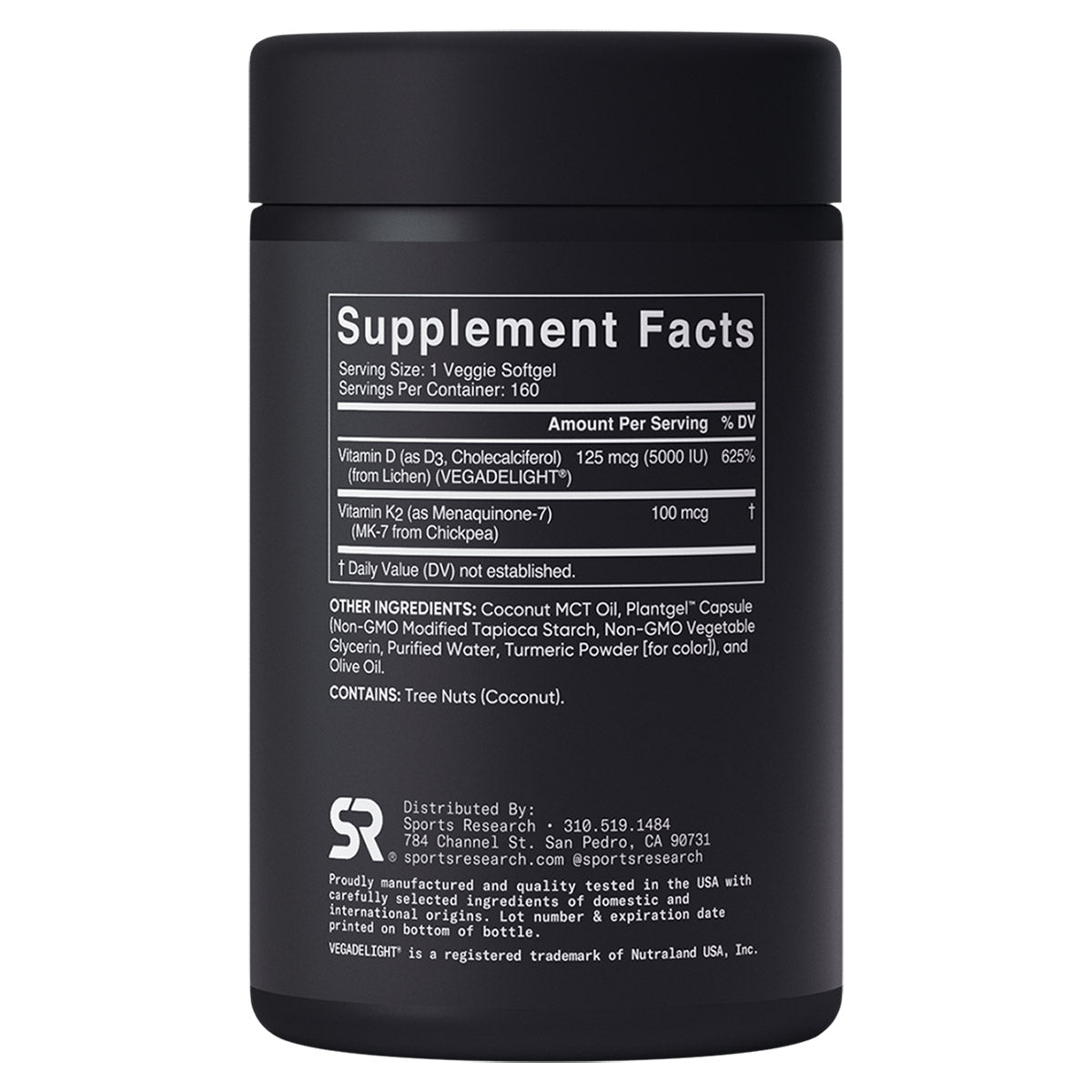 SPORTS RESEARCH PLANT BASED VITAMIN D3 + K2 160CT