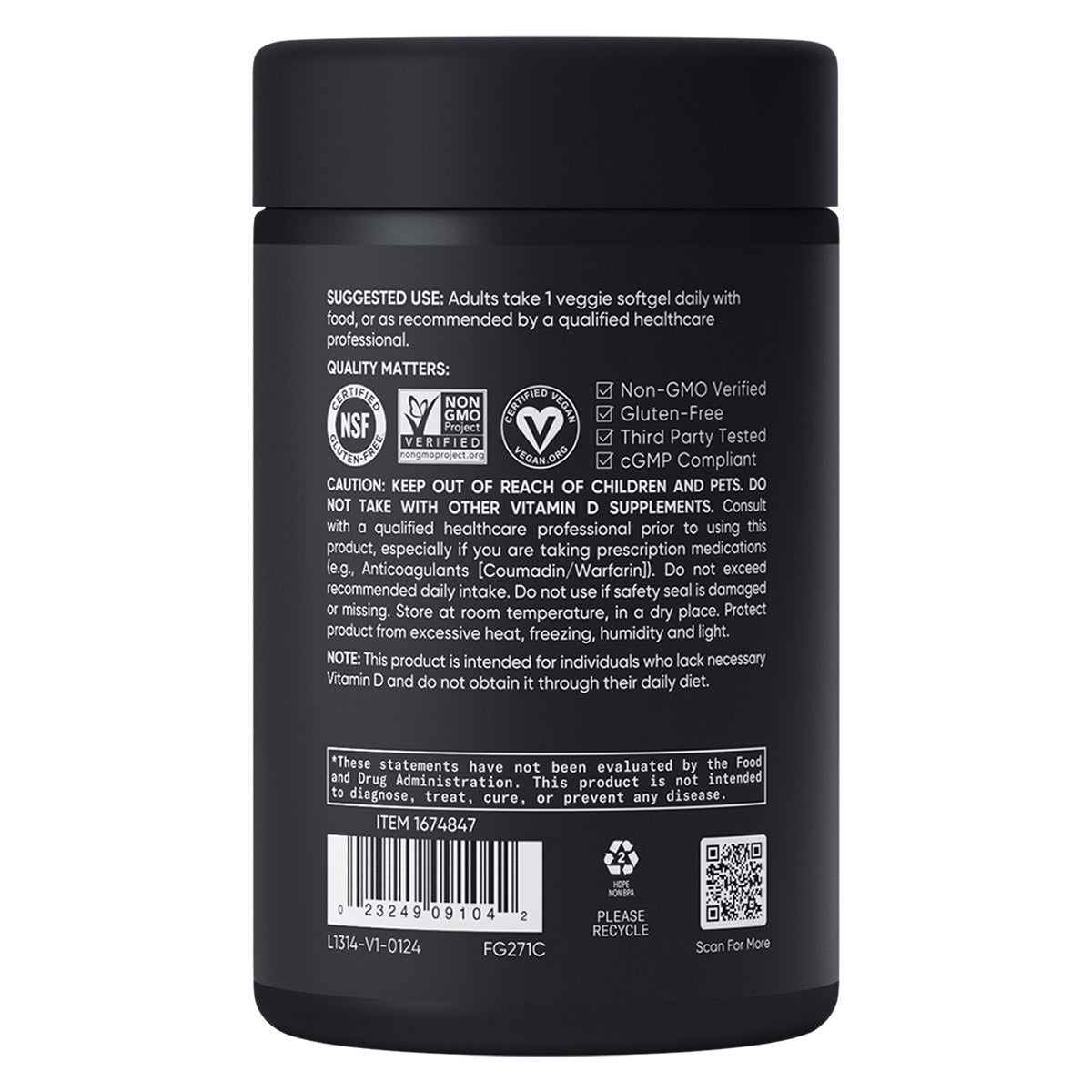 SPORTS RESEARCH PLANT BASED VITAMIN D3 + K2 160CT