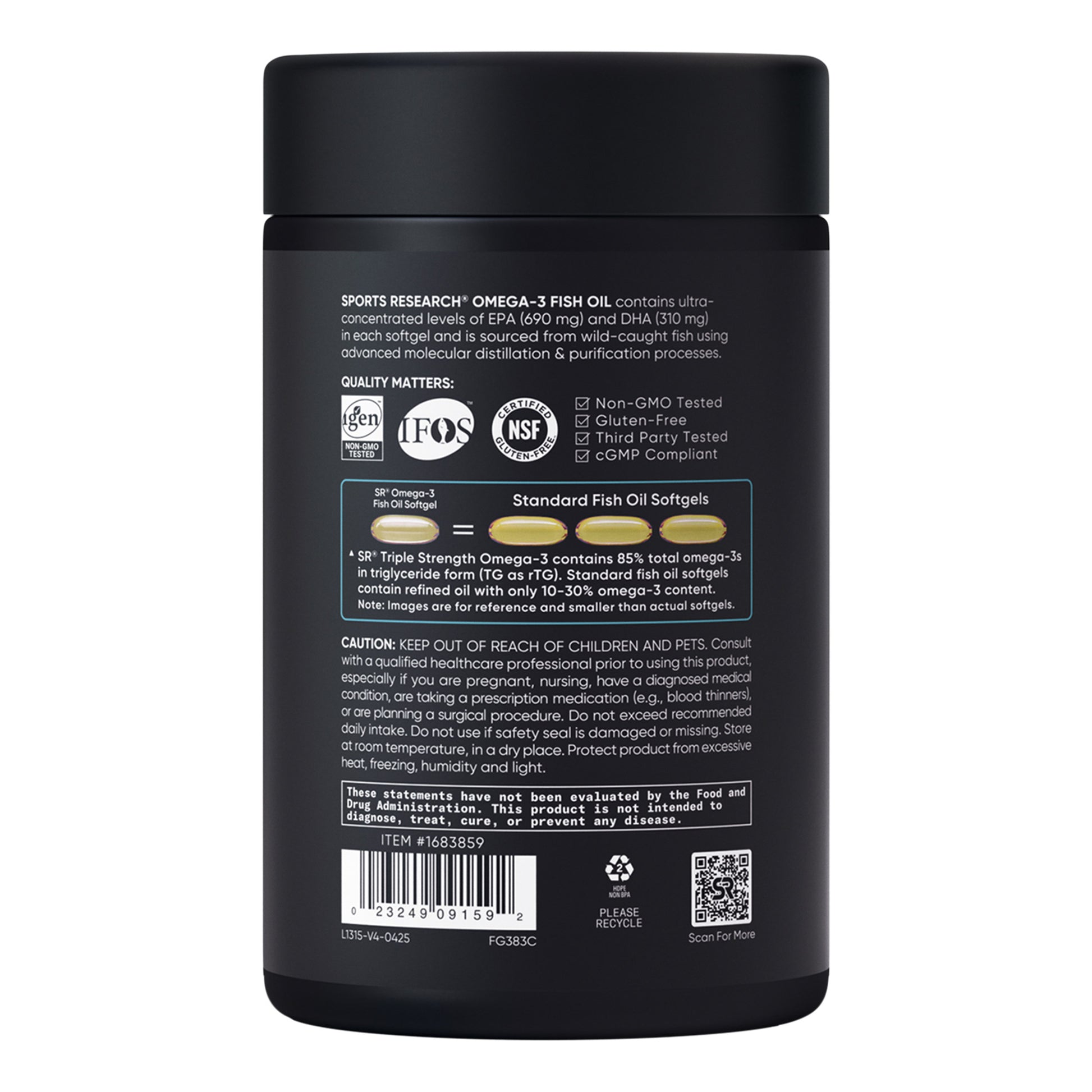 Sports Research Omega-3 Fish Oil 150 ct