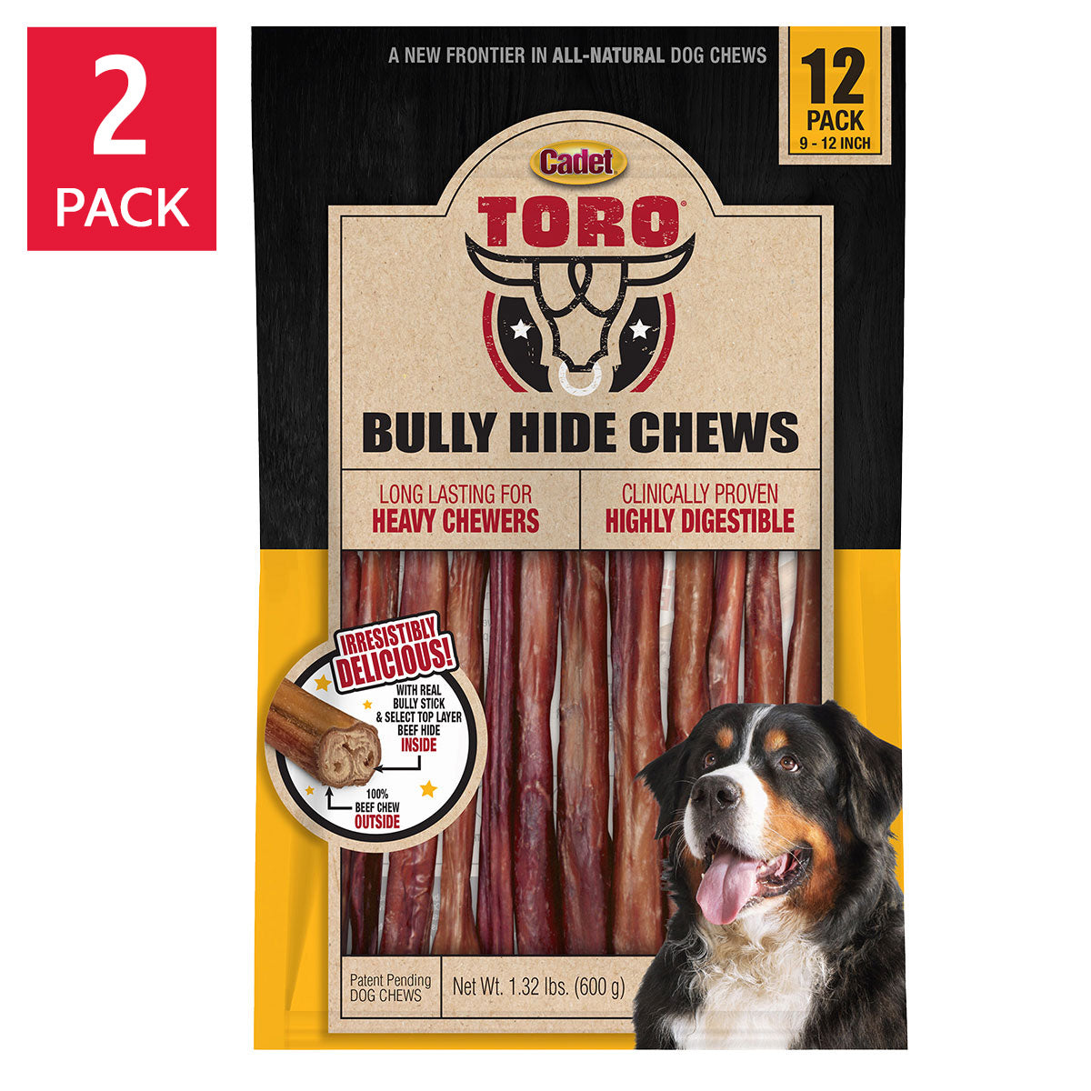 Cadet Toro Bully Hide Chews for Dogs 12 pk