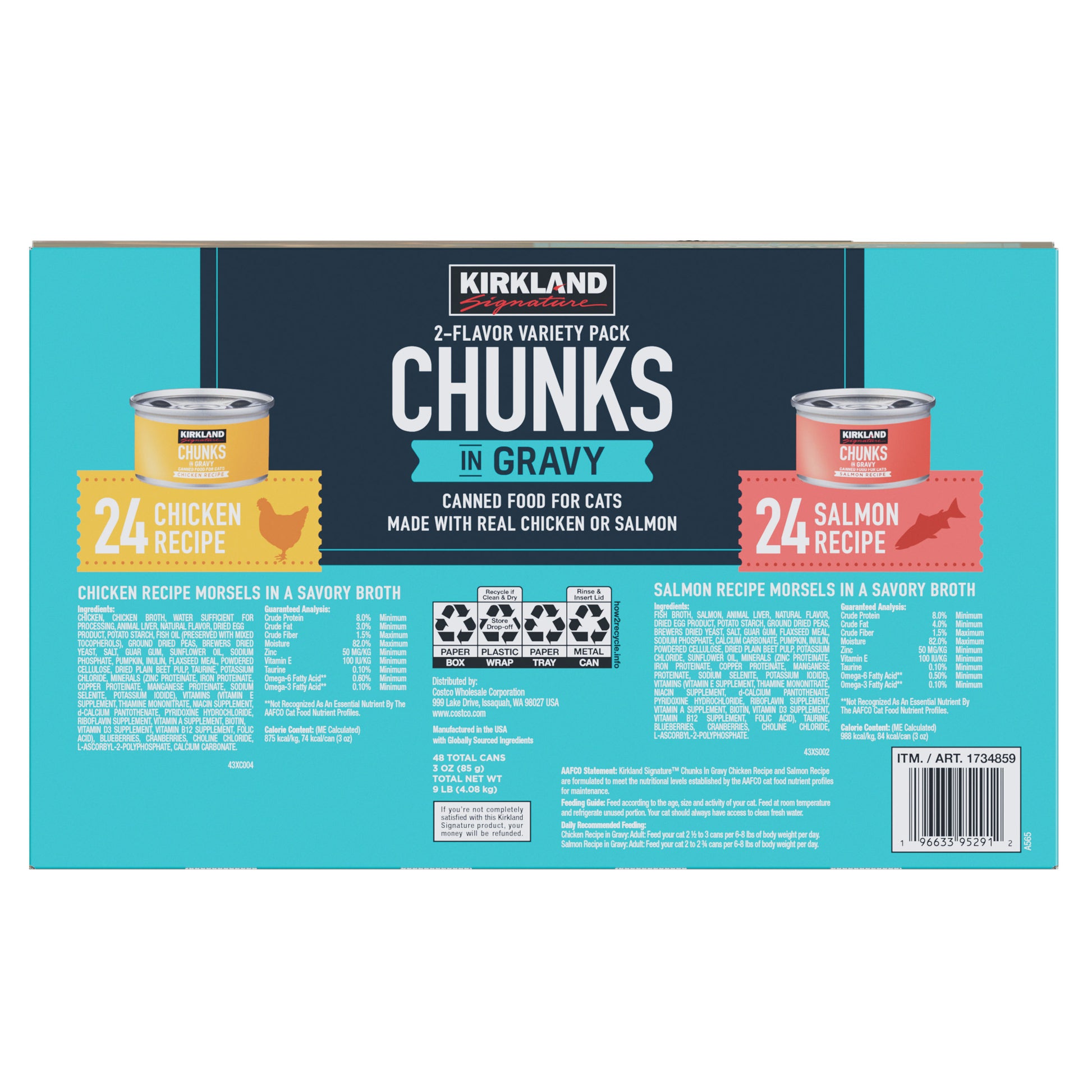 KIRKLAND SIGNATURE CAT FOOD CHUNK VARIETY 48/3 OZ