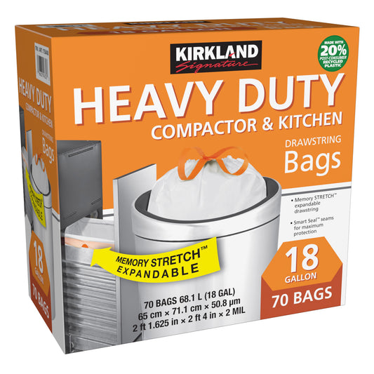 KIRKLAND SIGNATURE COMPACTOR /KITCHEN BAG 70 CT/18 GAL