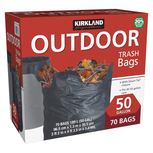 KIRKLAND SIGNATURE OUTDOOR TRASH BAG 70 CT/50 GAL