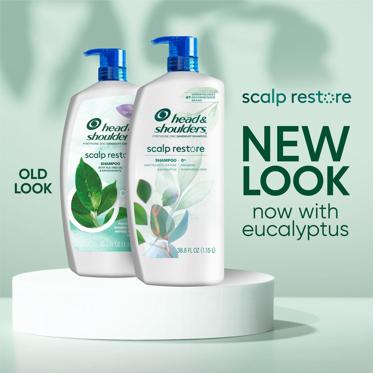 Head & Shoulders Scalp Restore Anti-Dandruff Shampoo with Tea Tree & Eucalyptus, Removes Buildup & Repairs Damage, 38.8 fl. oz.
