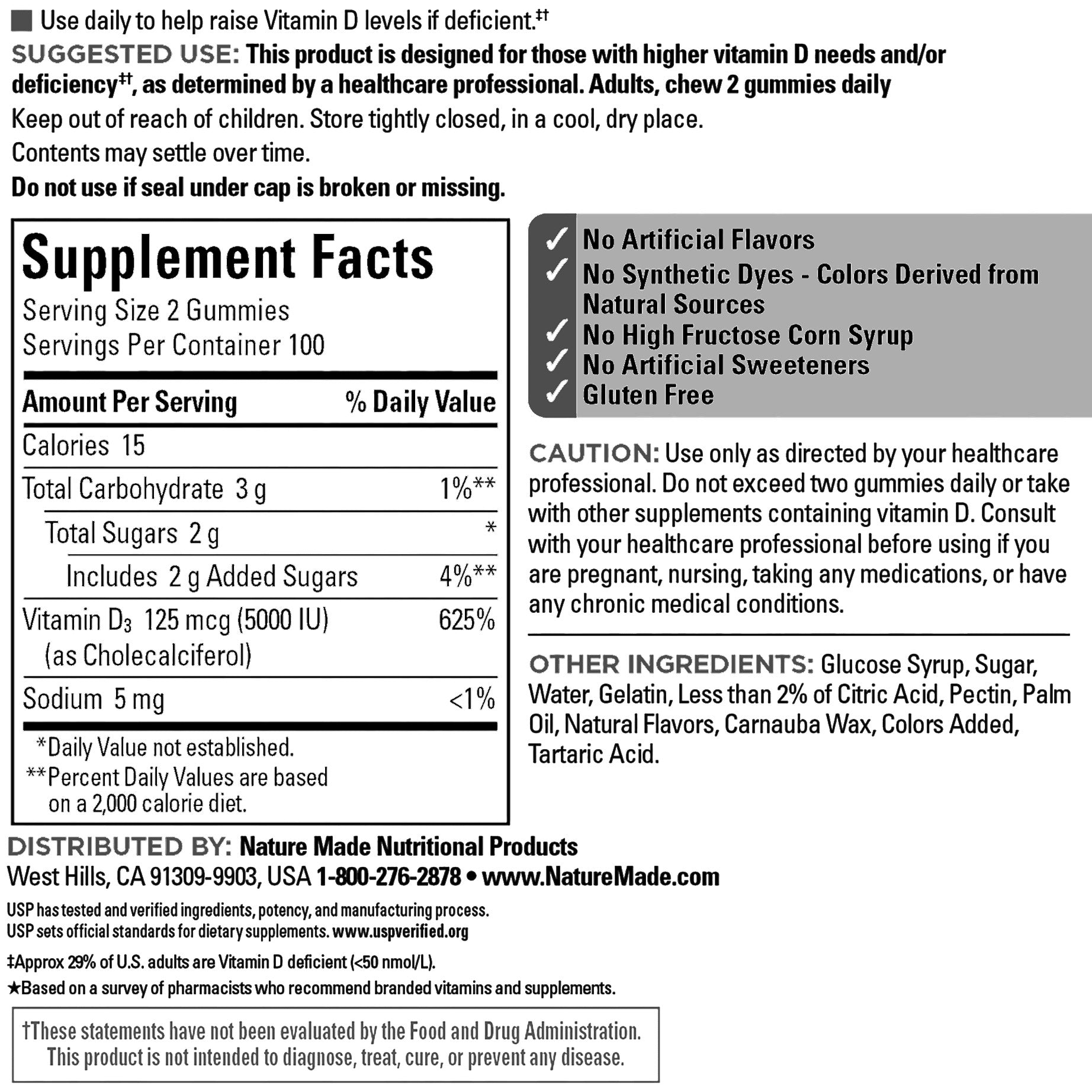 NATURE MADE VITAMIN D3 125 MCG GUMMIES 200CT