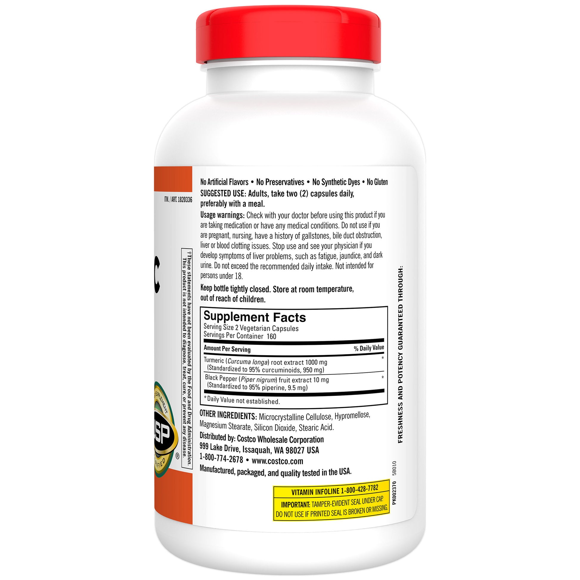 KIRKLAND SIGNATURE TURMERIC BLACK PEPPER 1000MG 320CT