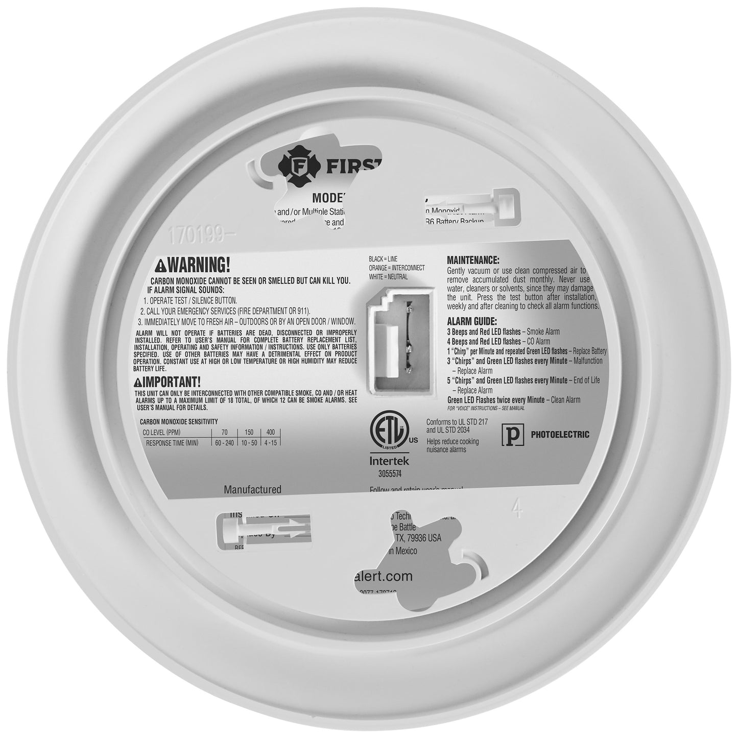 FIRST ALERT HARDWIRED COMBO SMOKE & CO ALARM