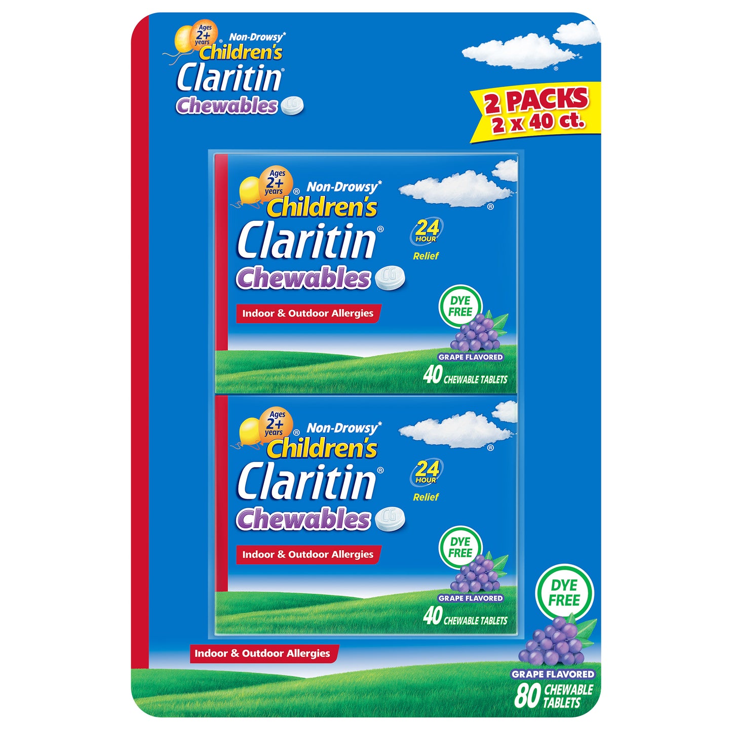 CLARITIN CHILDREN'S DYE-FREE CHEWABLE 5MG GRAPE TABLET 80 COUNT