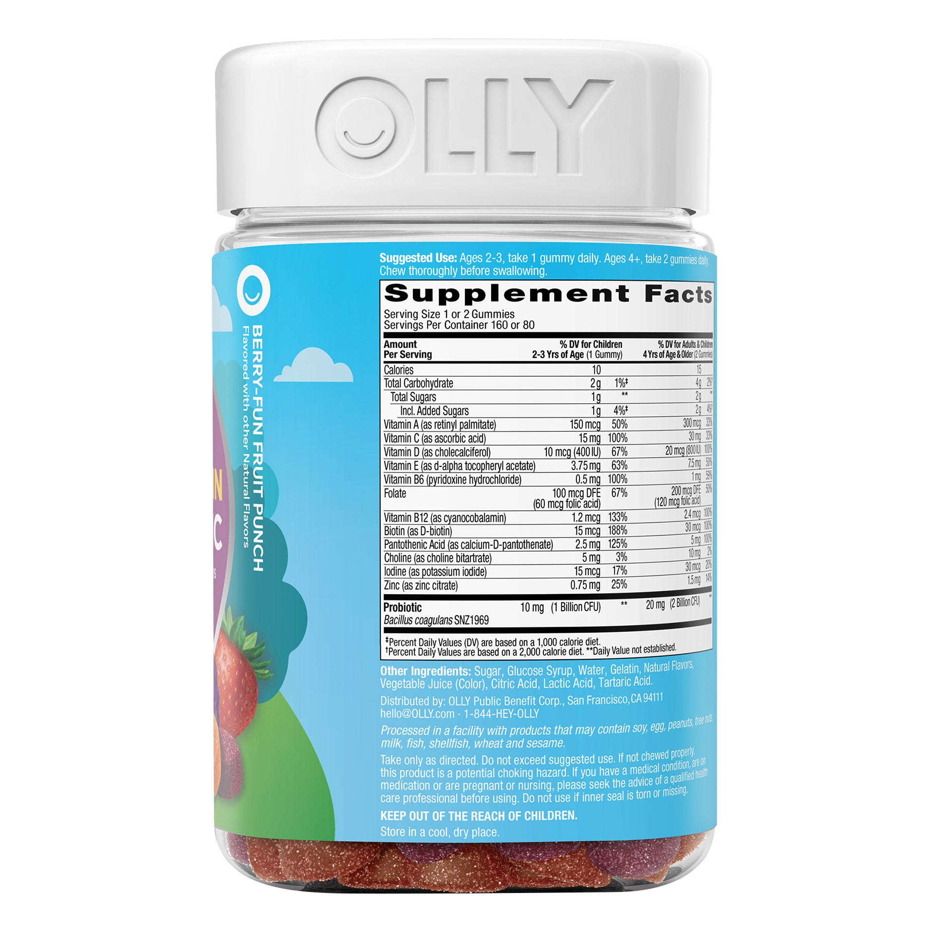 OLLY KIDS MULTI + PROBIOTIC GUMMY 160CT