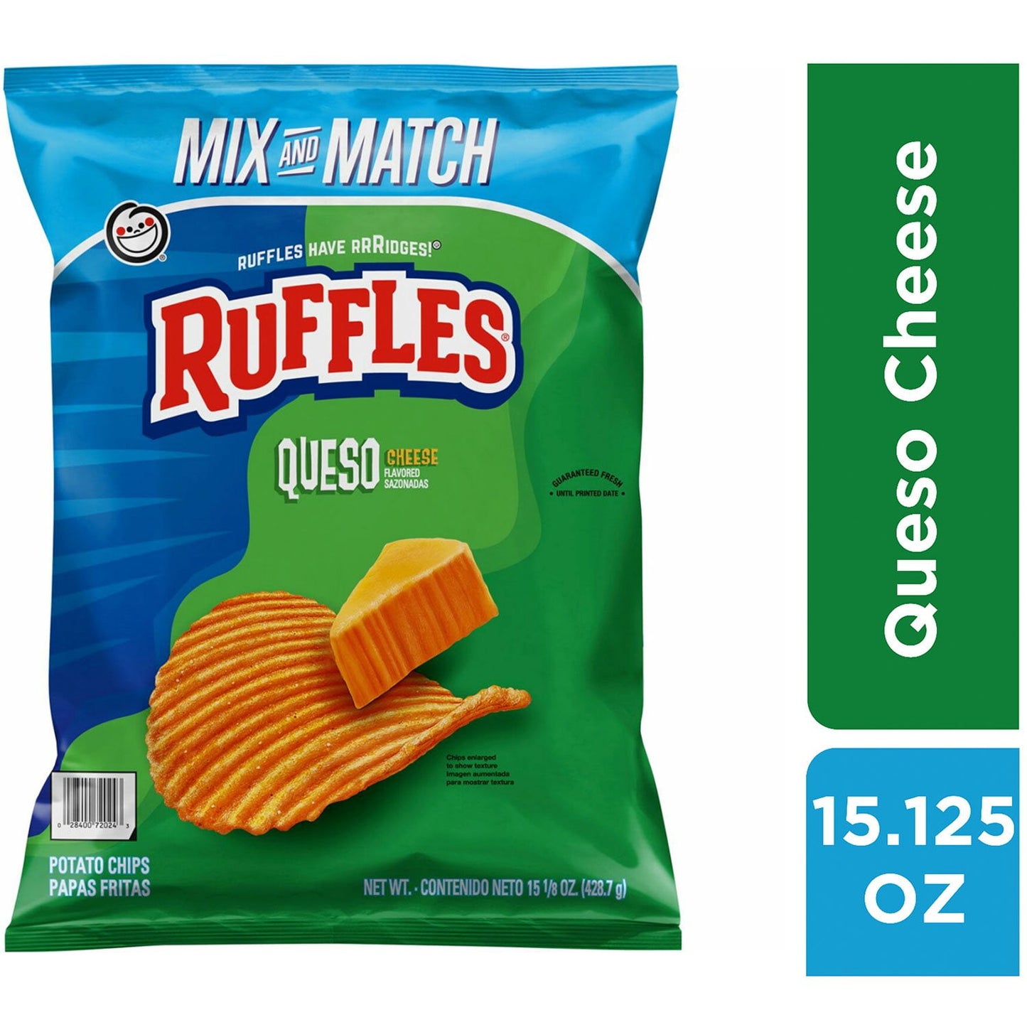 Ruffles Queso Cheese Flavored Potato Chips, 15.125 oz.