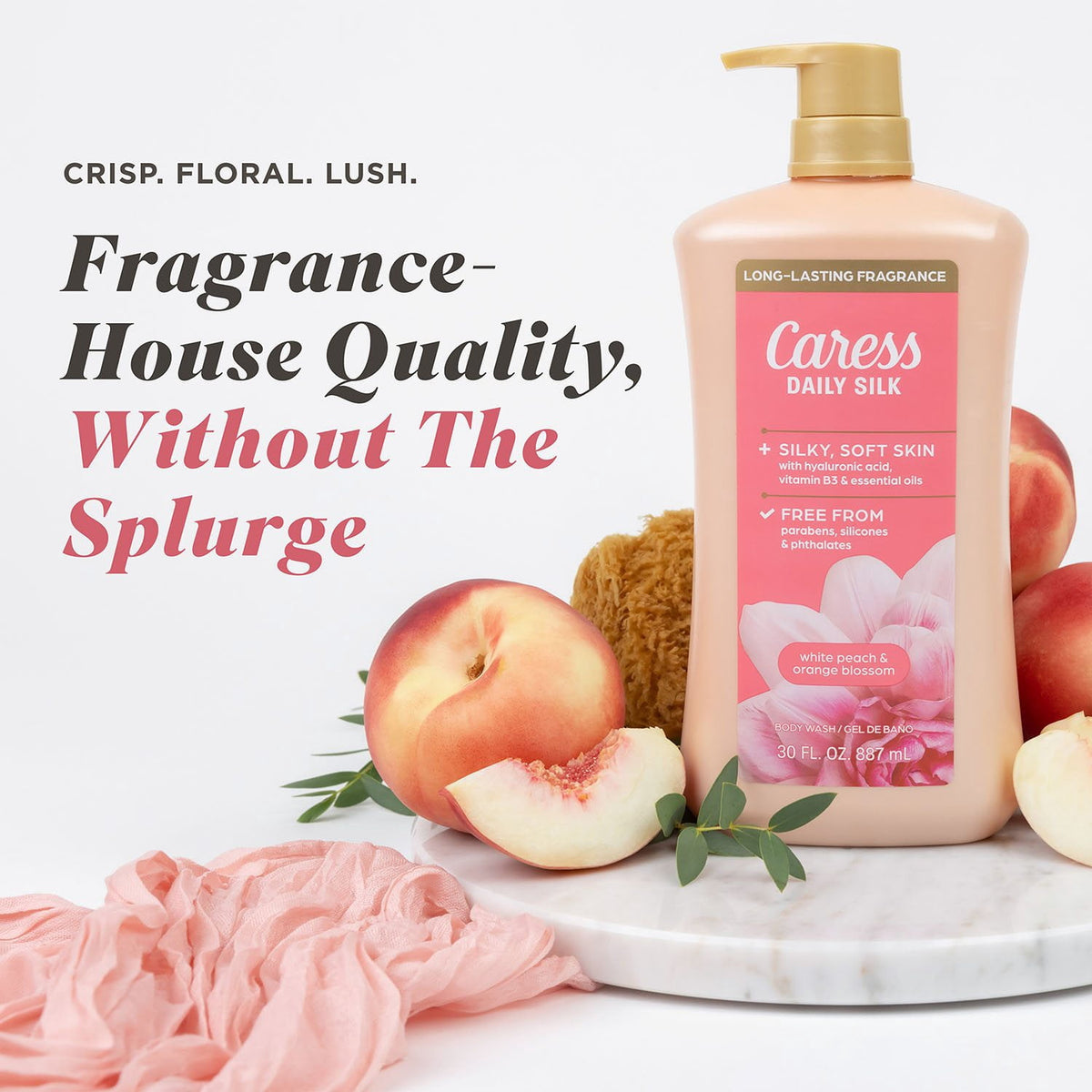 Caress Daily Silk Hydrating Body Wash, White Peach & Orange Blossom, 30 fl. oz., 2 pk.