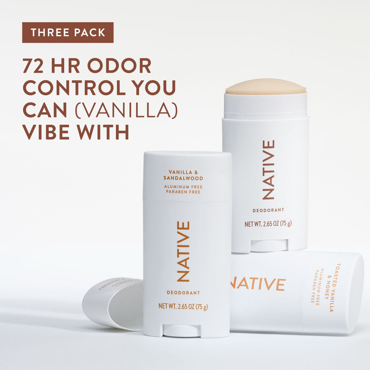 Native Aluminum-Free Deodorant, Vanilla Variety Pack, 2.65 oz., 3 pk.