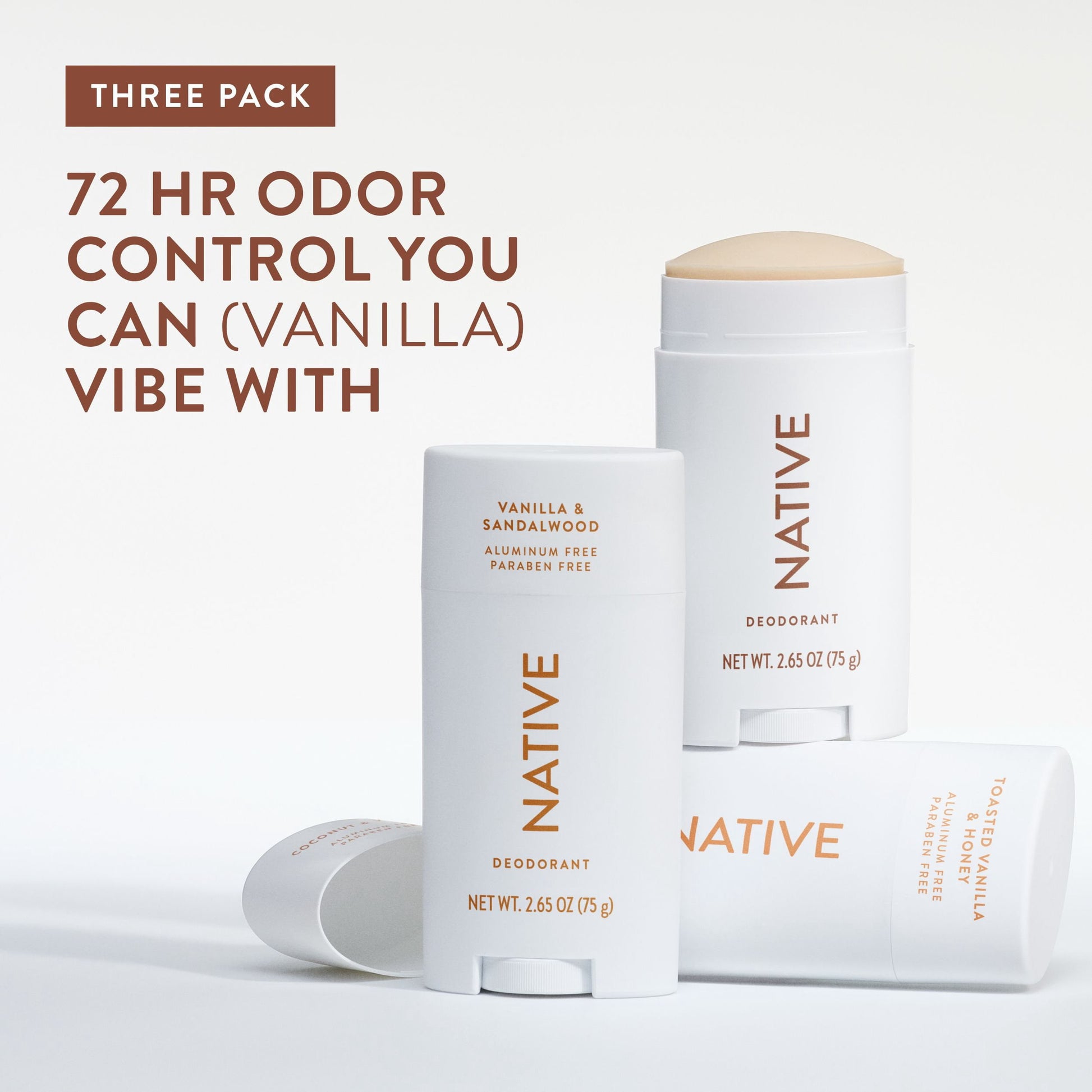 Native Aluminum-Free Deodorant, Vanilla Variety Pack, 2.65 oz., 3 pk.