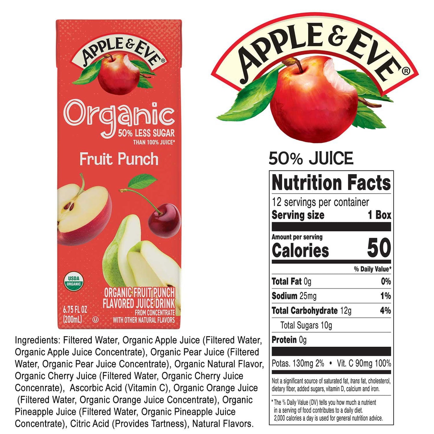 Apple & Eve Organic Reduced Sugar Variety Pack, 6.75 fl. oz., 36 pk.